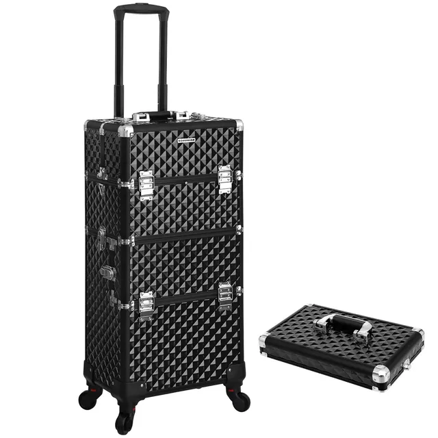 Songmics JHZ04B Trolley Make Up Nero Valigia Trucchi ABS