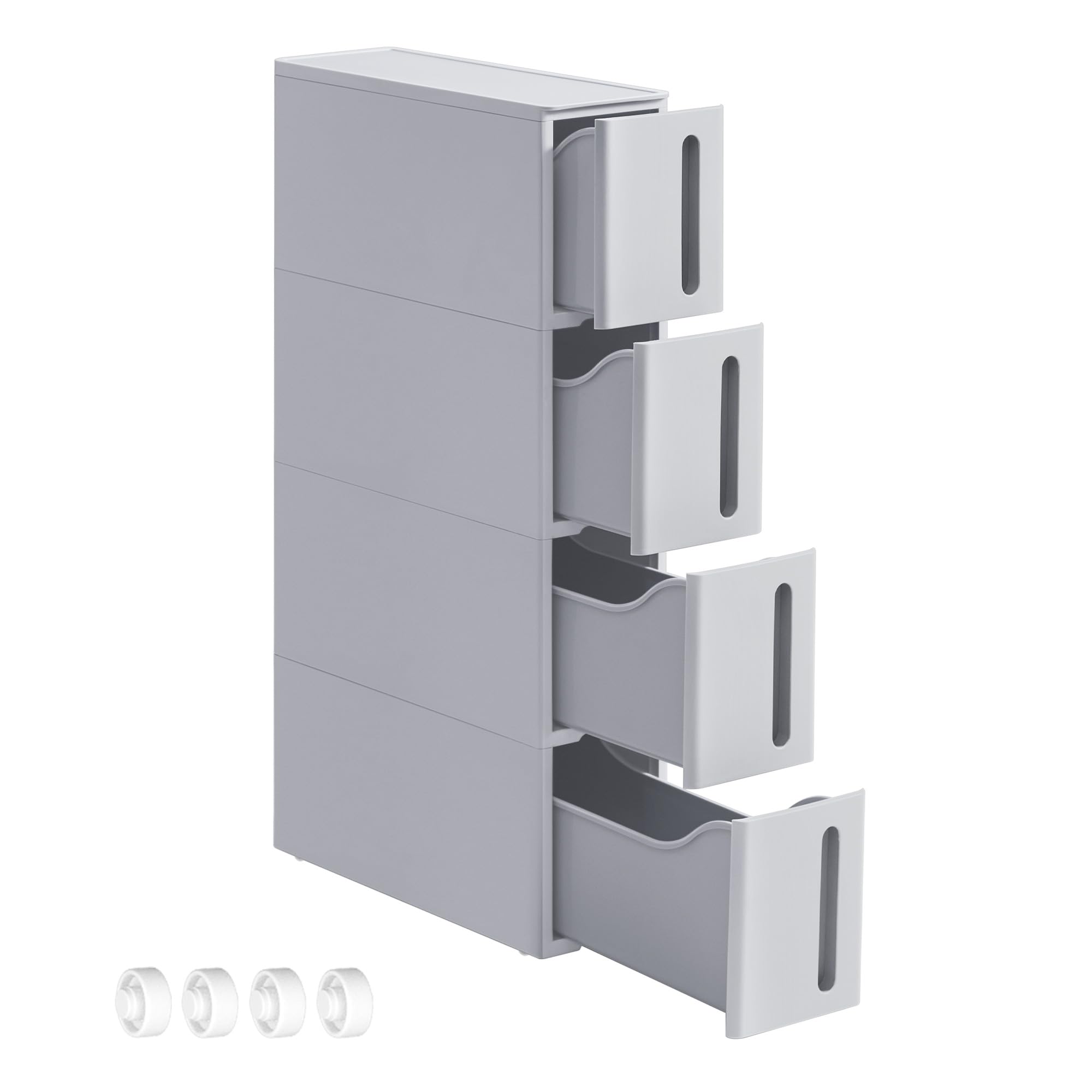 Songmics KFR008G02 carrello 4 cassetti 17,3 cm grigio plastica PP