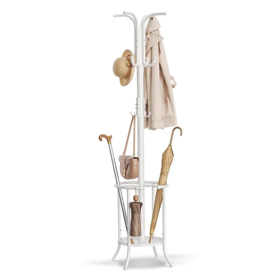 Songmics RCR011W01 Appendiabiti da Terra Bianco Perla 12 Ganci 175 cm