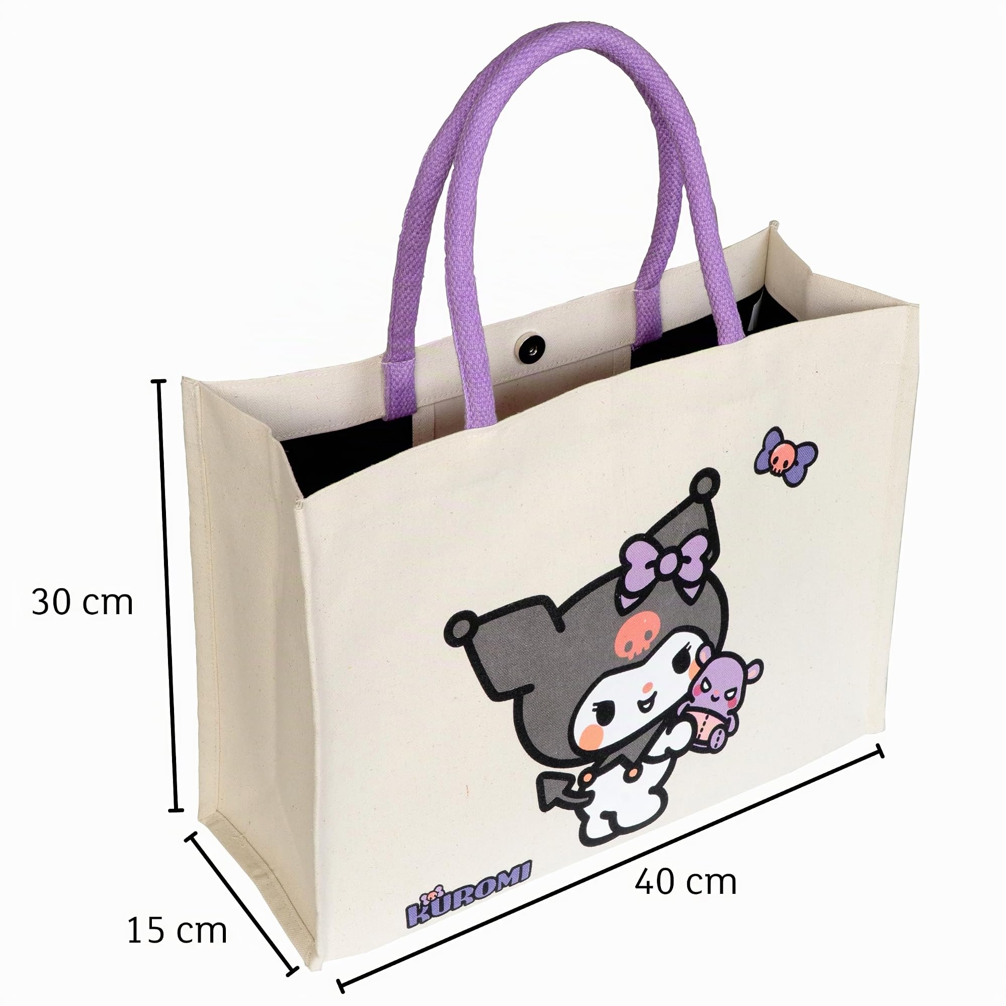 Kanguru Kuromi Shopper Donna Cotone Nero con Tasca