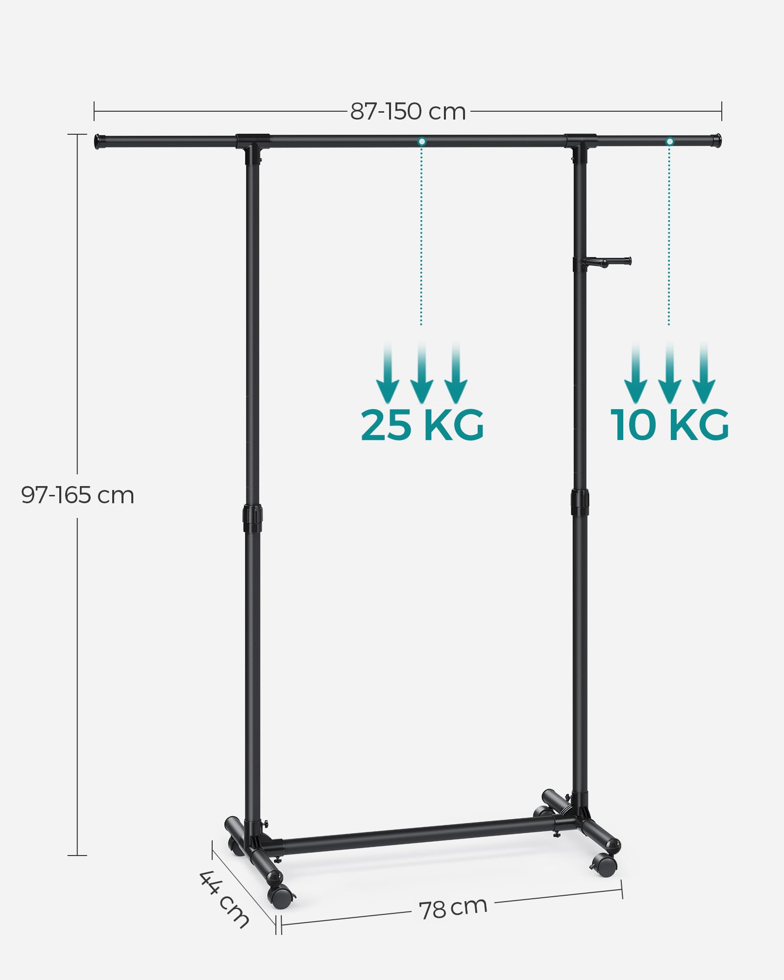 Songmics LLR001B01 stand appendiabiti nero con ruote