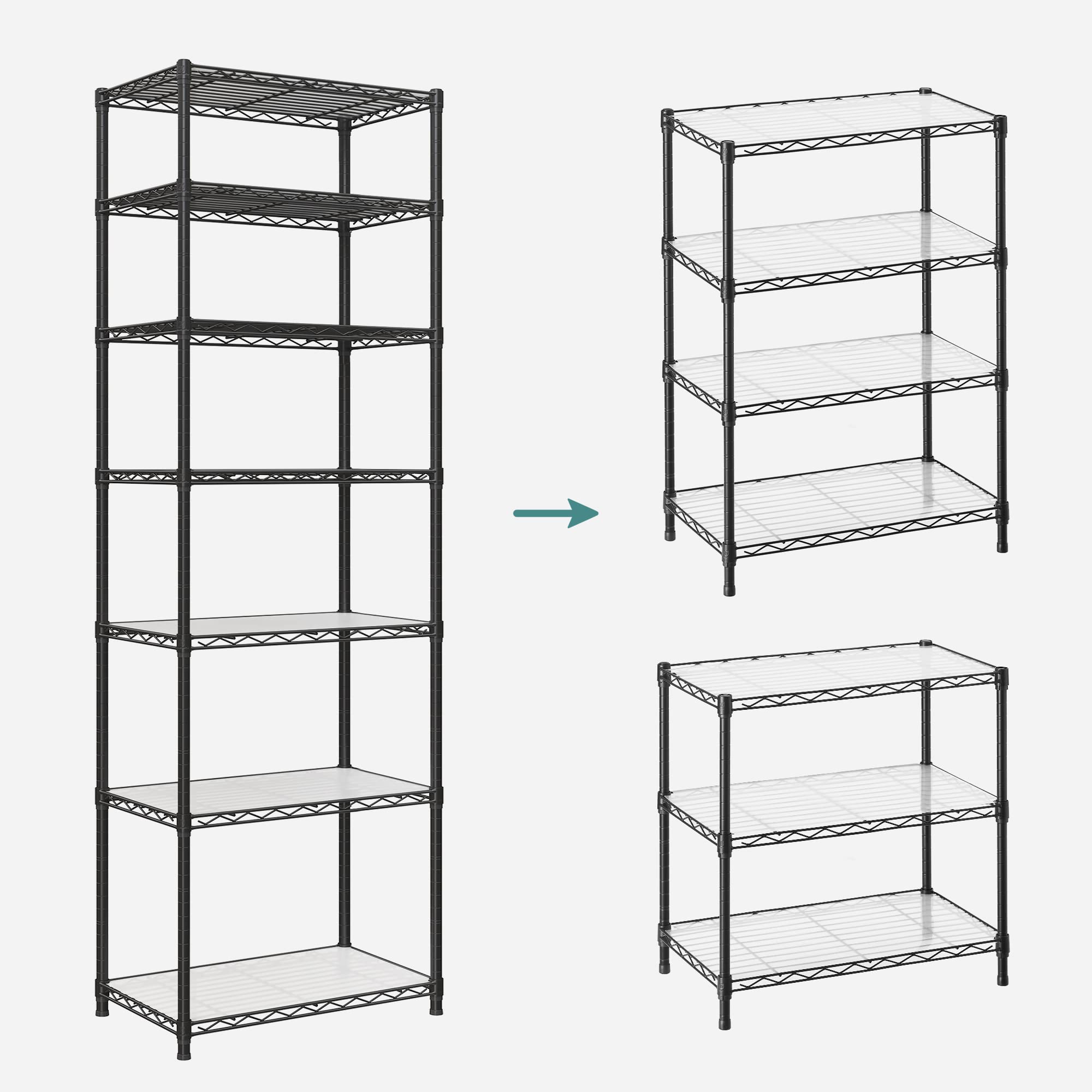Songmics LGR067B01 scaffale metallo nero 7 ripiani regolabili
