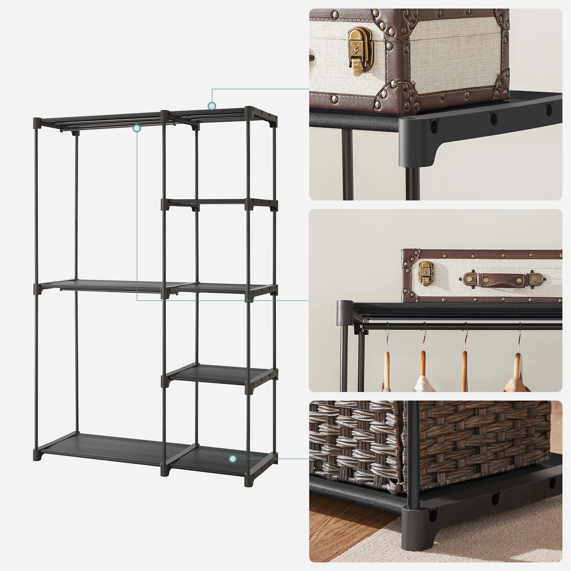 Songmics RYG24BK Armadio Portatile 112x43x165 cm Nero