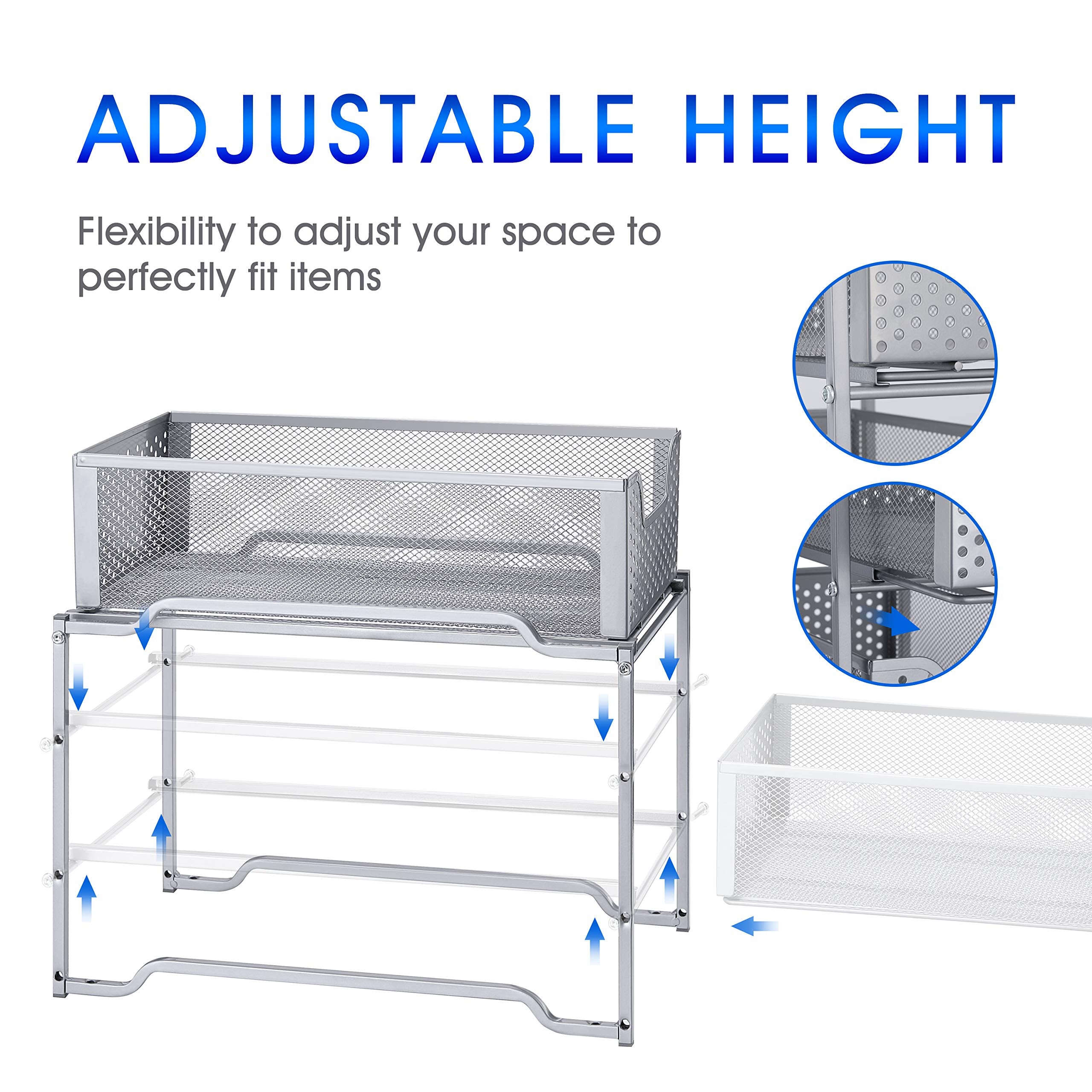 Simple Trending organizer sottolavello argento 2 ripiani scorrevoli
