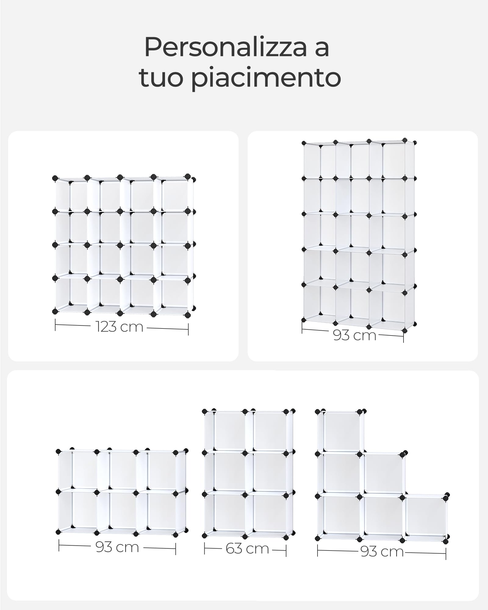Songmics LPC44L scarpiera componibile 16 cubi bianca