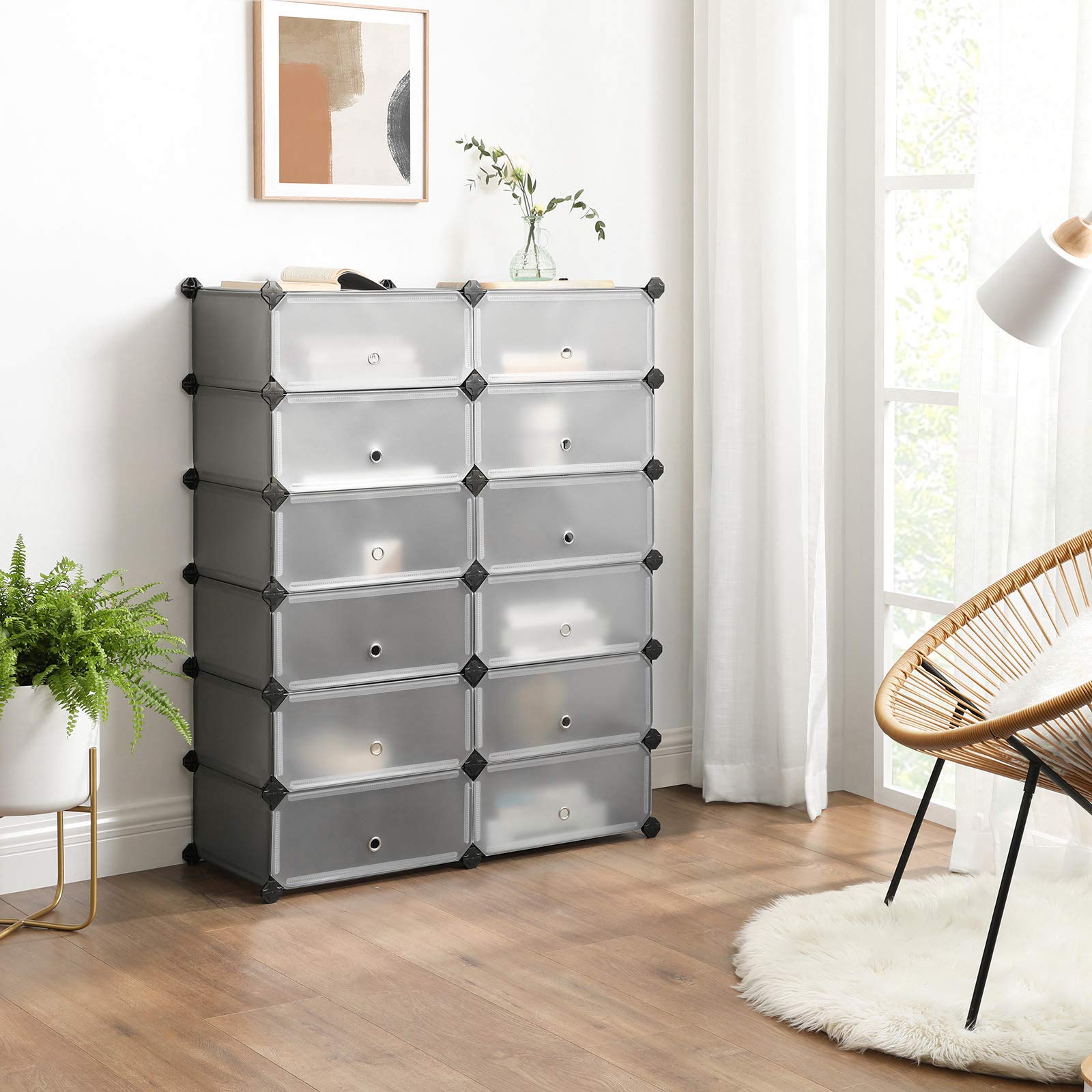 Songmics LPC026G01 scarpiera modulare 12 scomparti grigio metallo