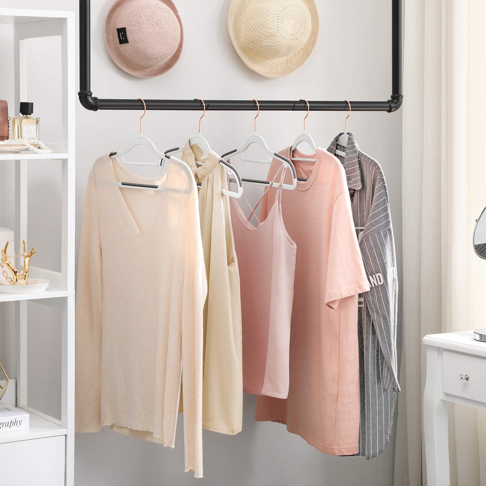 Songmics CRP020W04 grucce 50 pezzi bianco-grigio 42 cm