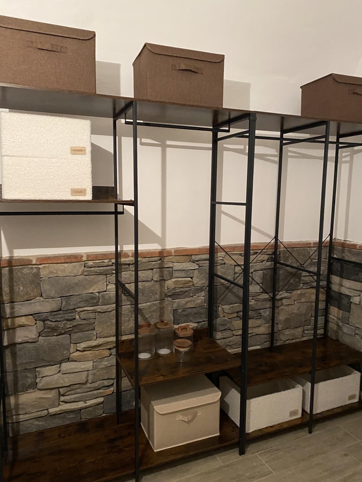 Songmics RGR024B01 Guardaroba Aperto Vintage Brown 98x40x181 cm