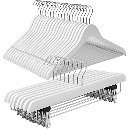 Songmics set 28 grucce in legno bianco con pinze salvaspazio