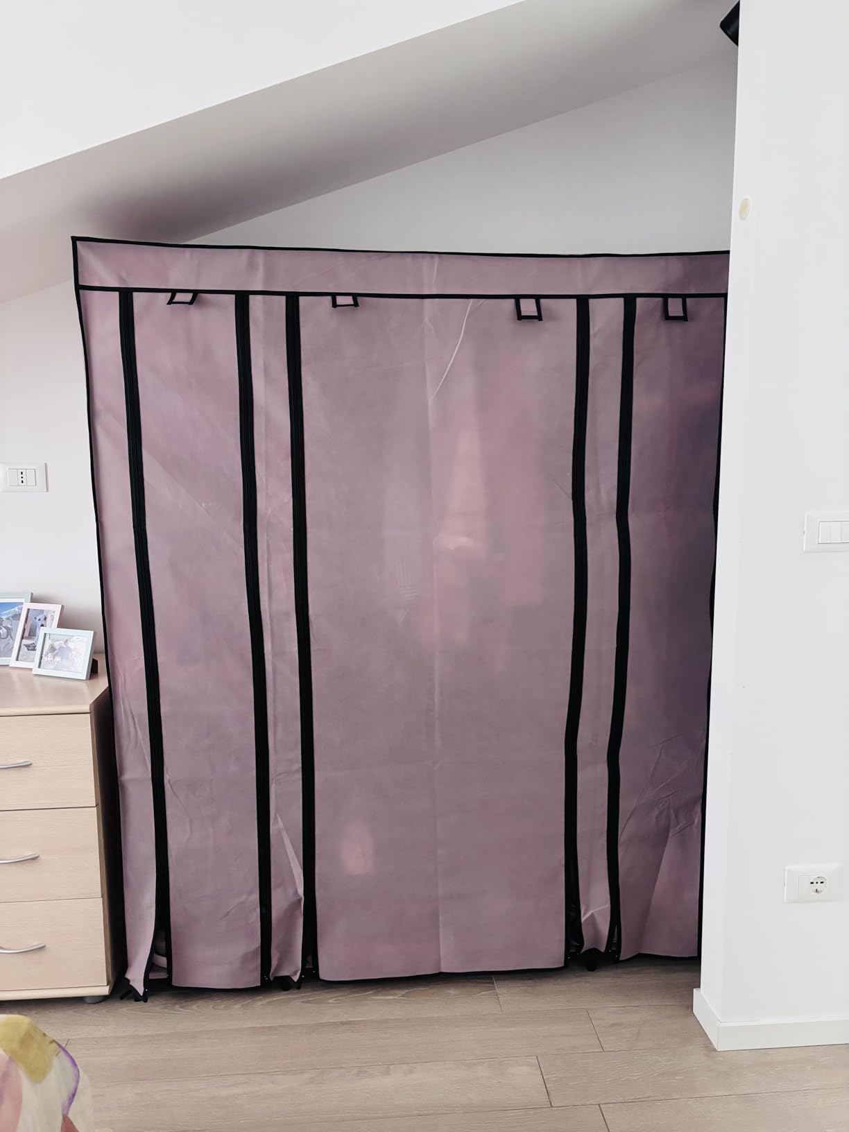 Songmics LSF03G armadio tessuto 150x45x175 cm grigio 12 ripiani