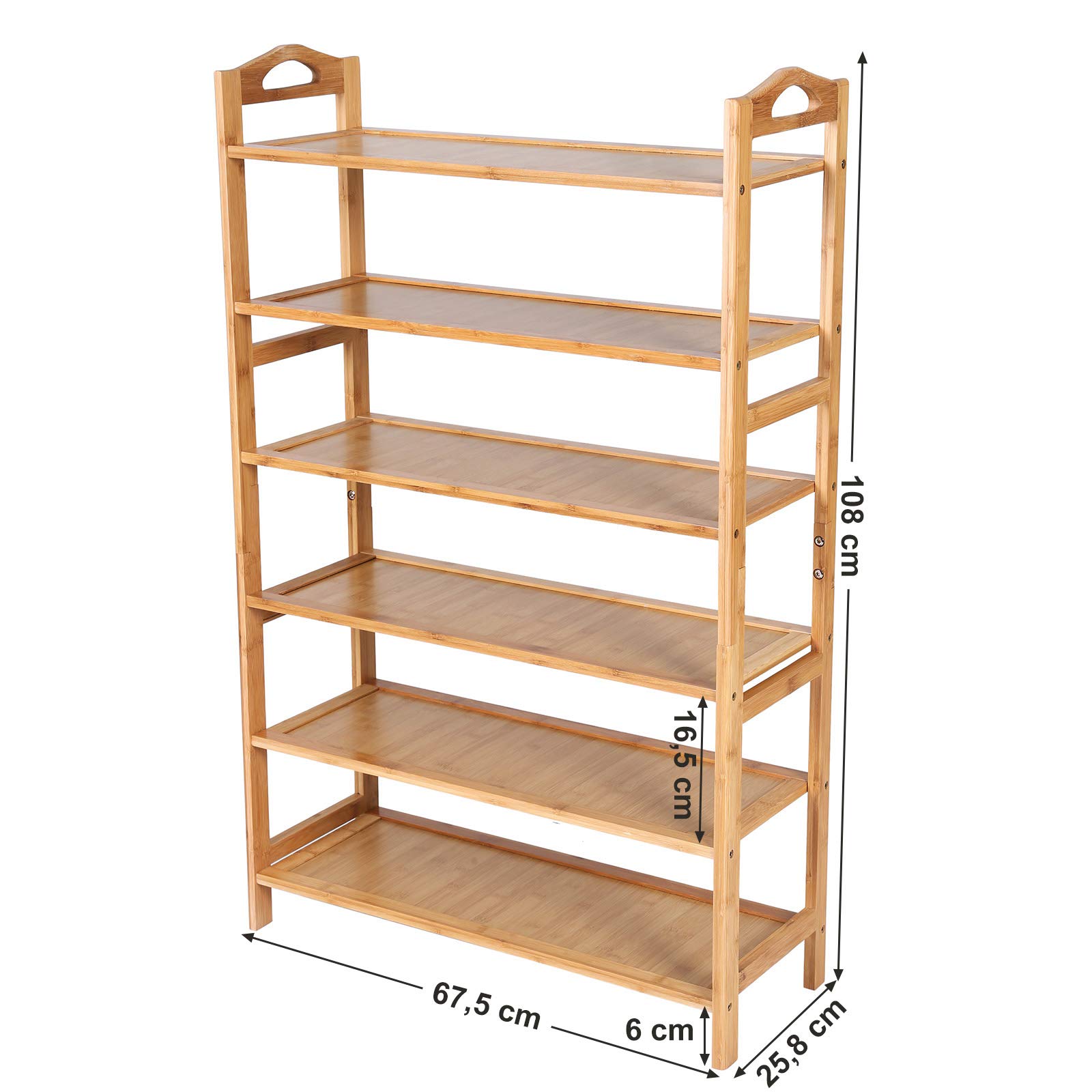 Songmics LBS96N Scarpiera Bambù 6 Ripiani 67,5x25,8x108 cm