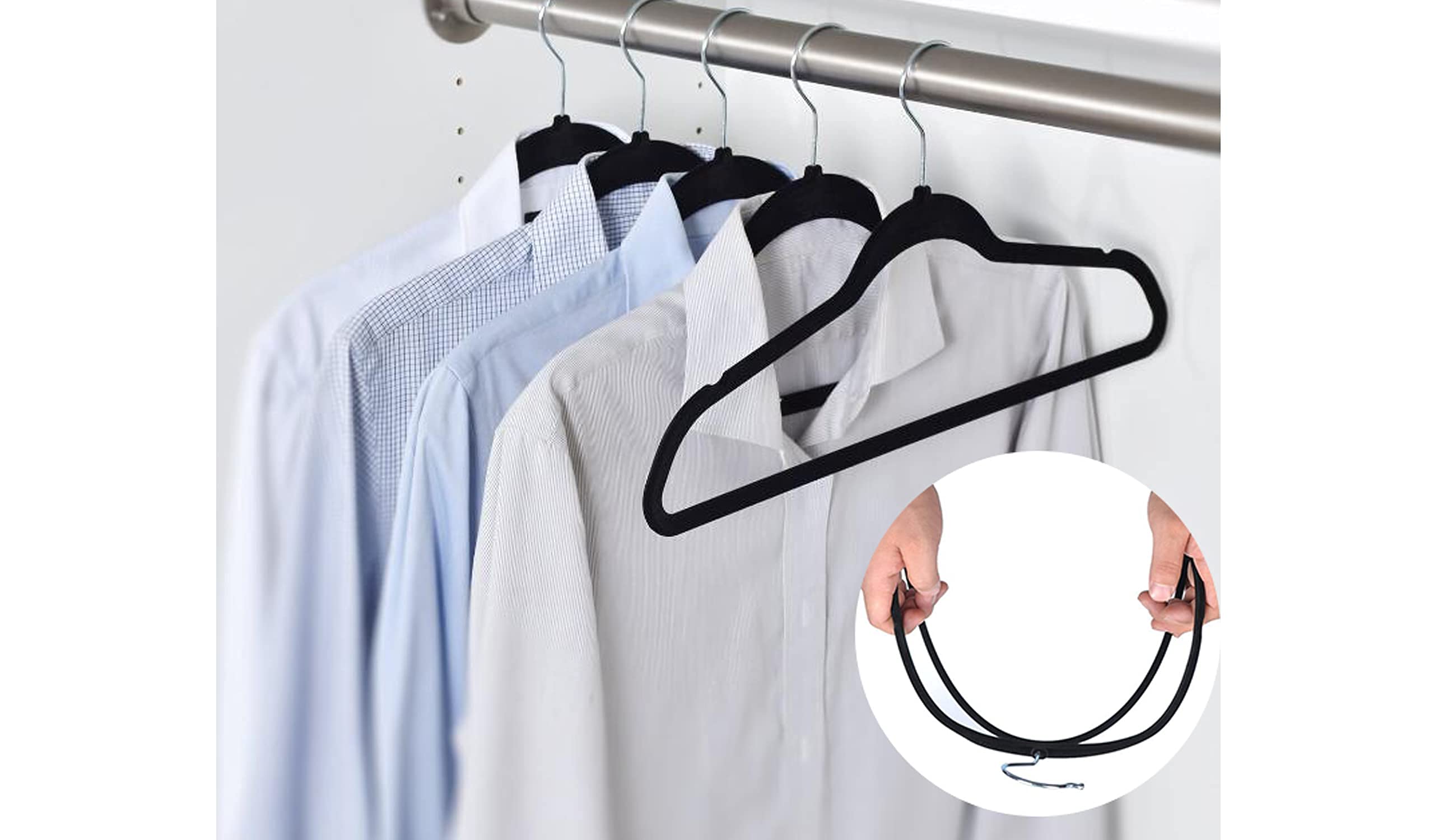 Ediesi grucce vellutate nere senza gancio antiscivolo salvaspazio