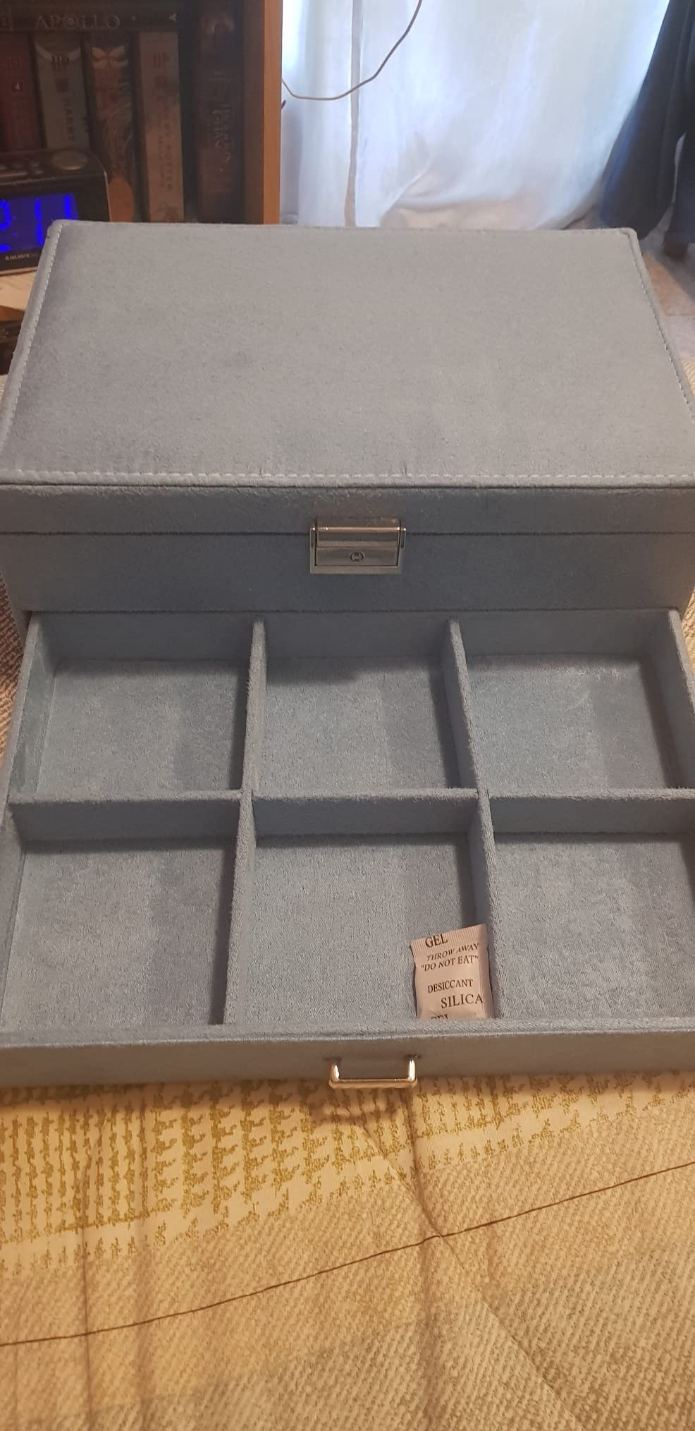 Songmics JBC156Q01 Scatola Portagioie Blu Chiaro con Chiave
