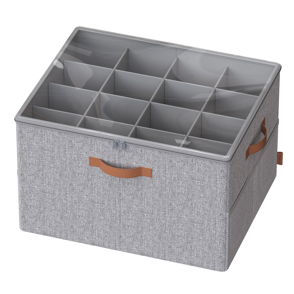 SONGMICS Organizer scarpiera tessuto 16 paia con coperchio