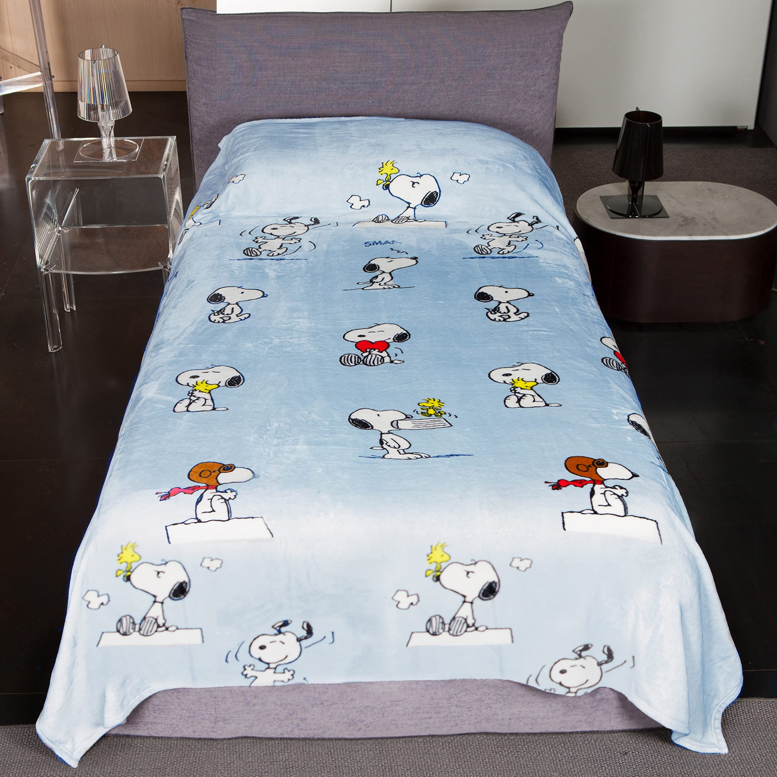 Lavatelli Kanguru Snoopy plaid singolo 130x230 cm grigio