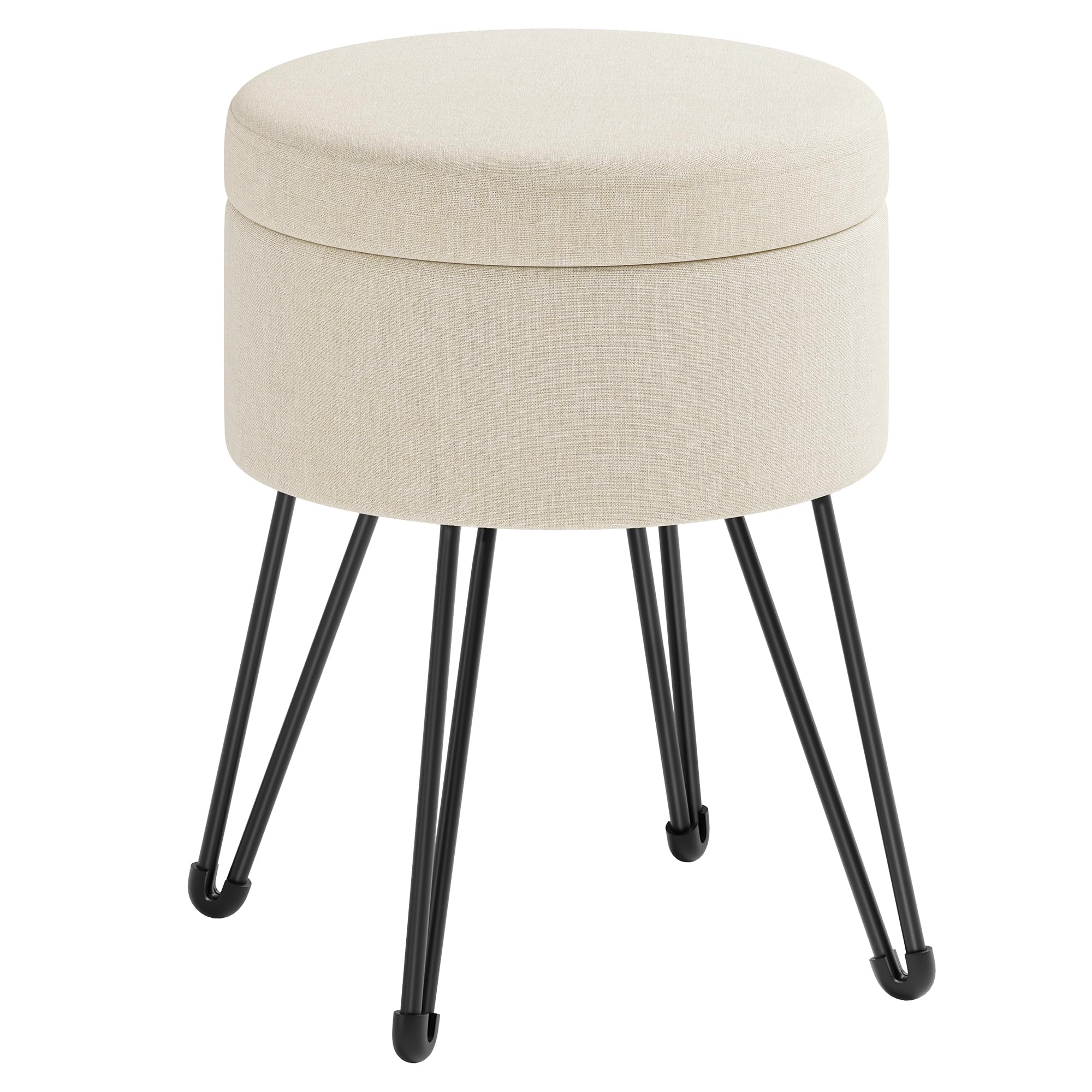 Songmics LOM003W01 sgabello contenitore Bianco Crema in velluto