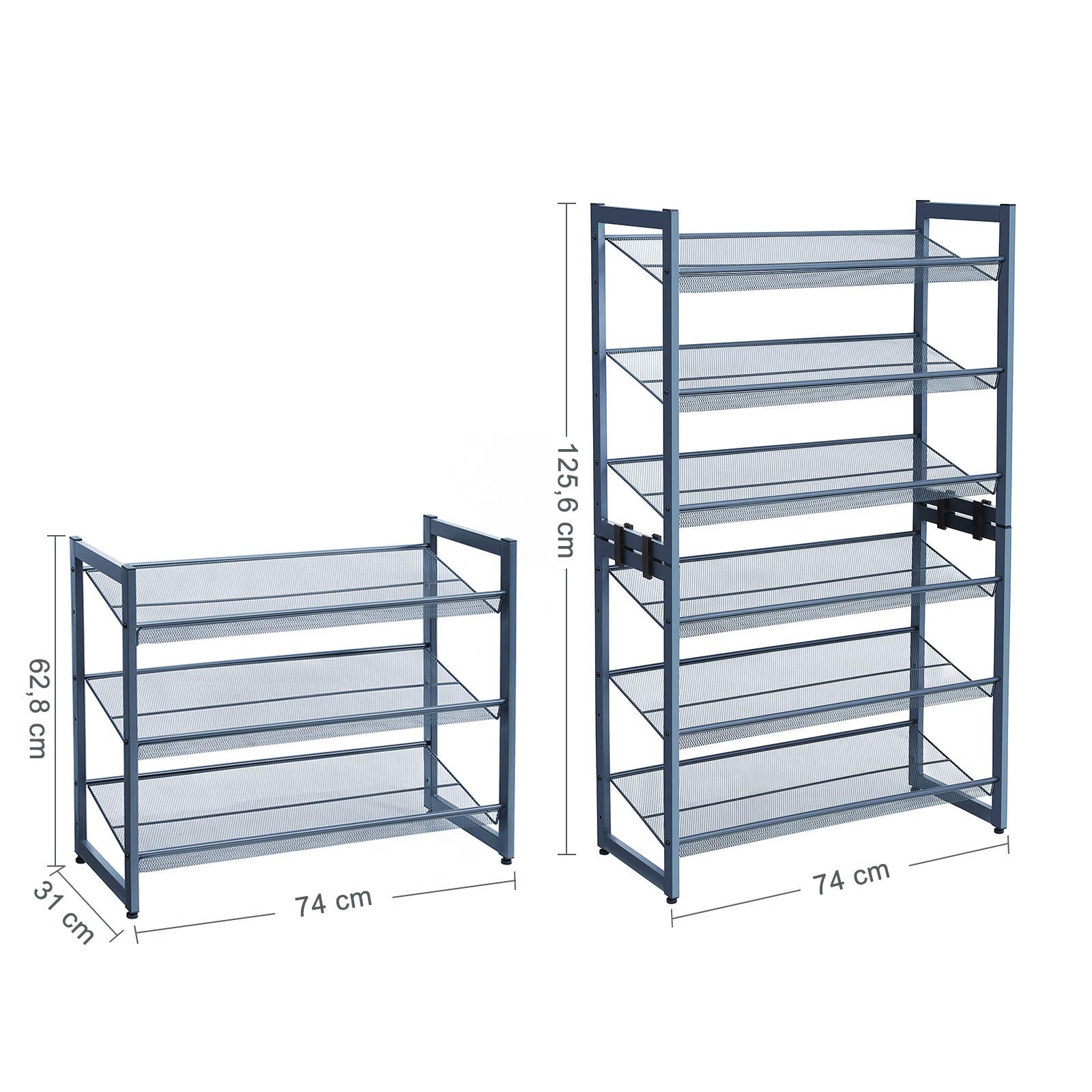 Songmics LMR03BU Scarpiera 3 Ripiani Blu Metallo