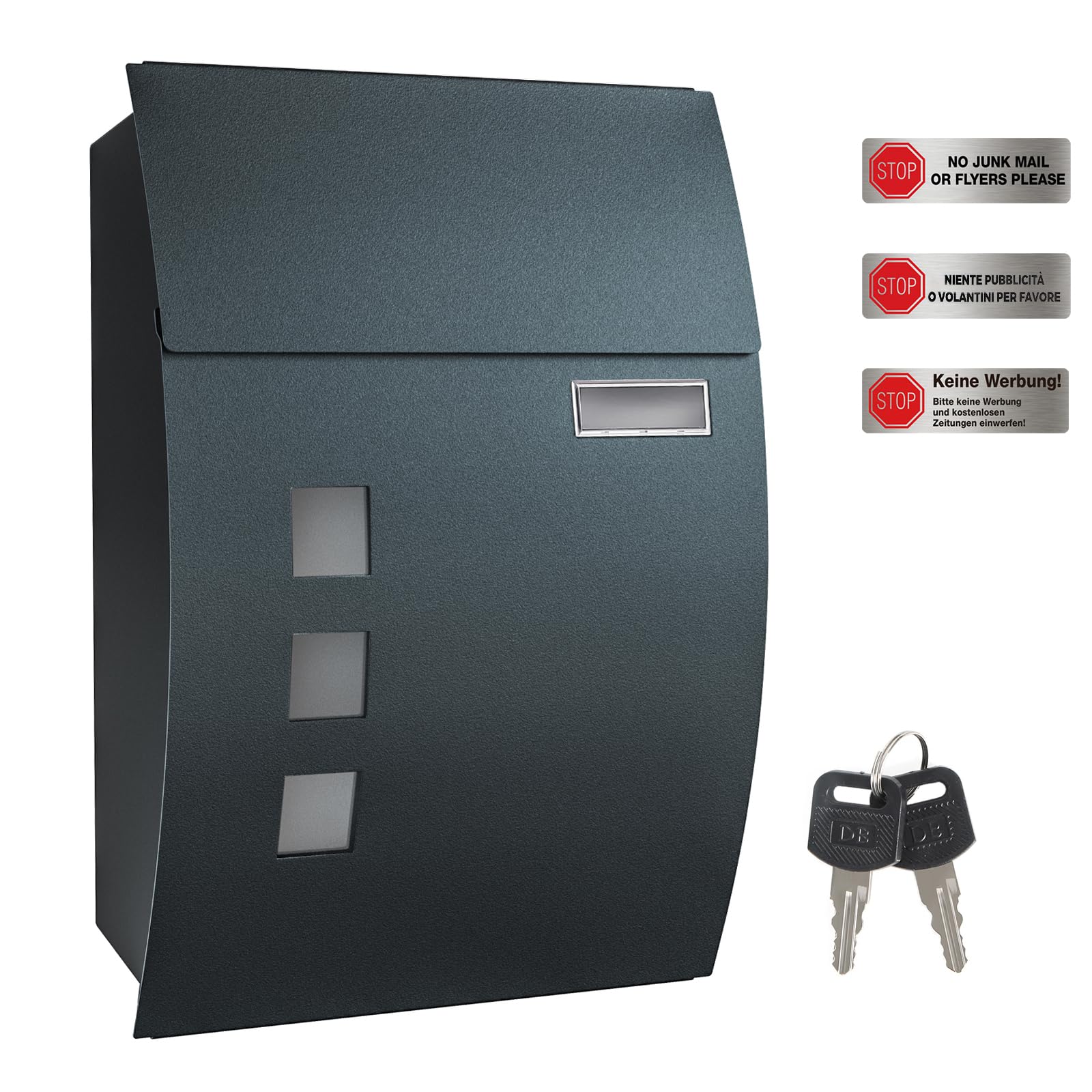 Songmics GMB030G02 Cassetta Postale Acciaio Grigio Antracite Chiavi