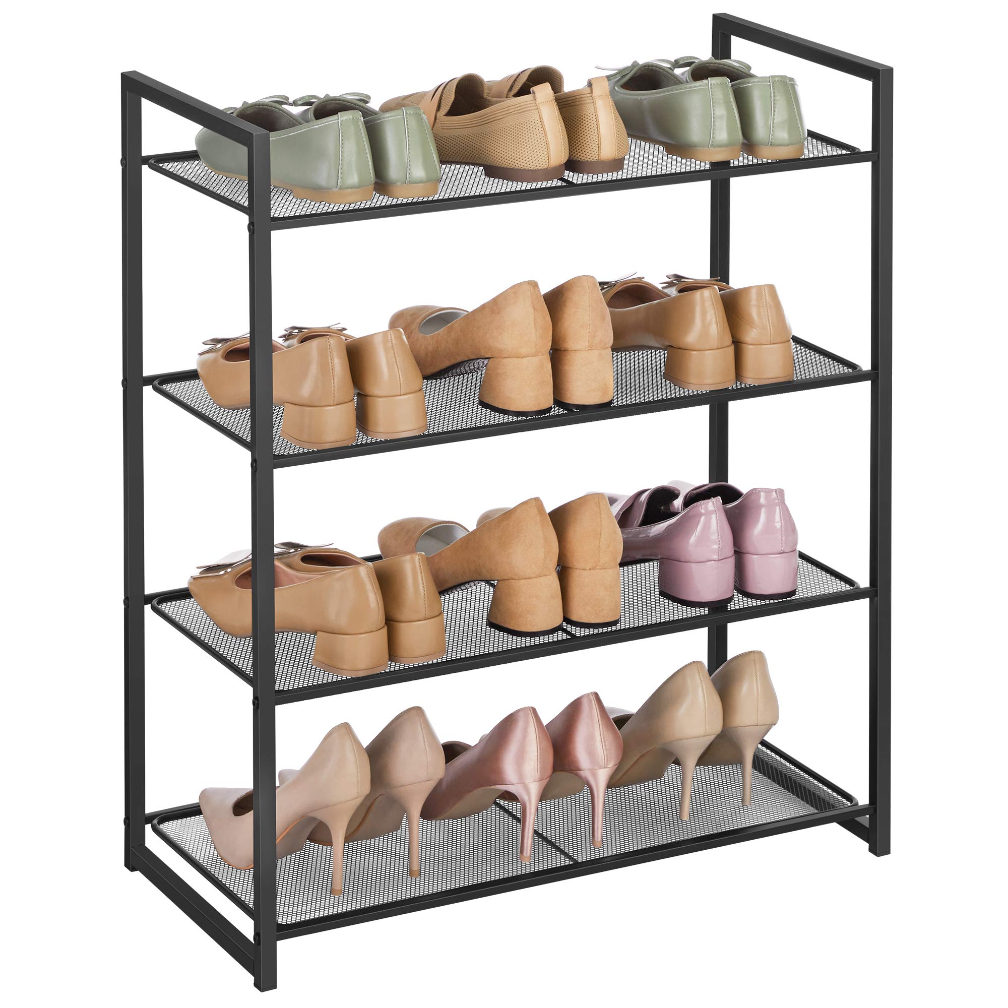 Songmics LMR084B01 scarpiera 4 livelli 63x30x72 cm nero metallo