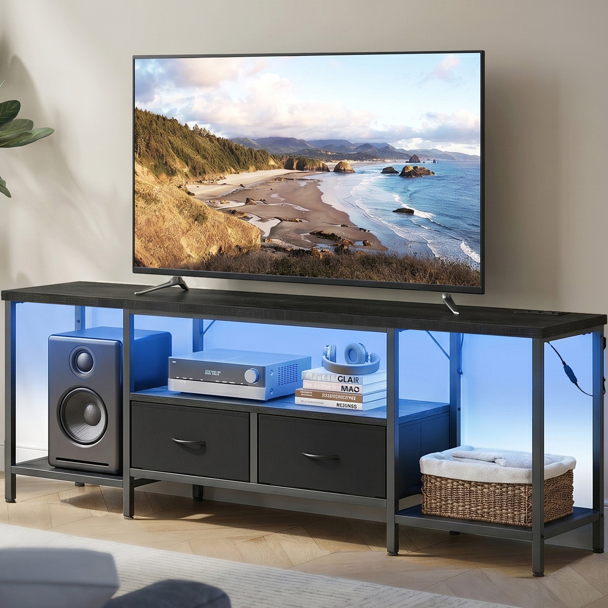 Songmics Bellah mobile TV con prese e luci