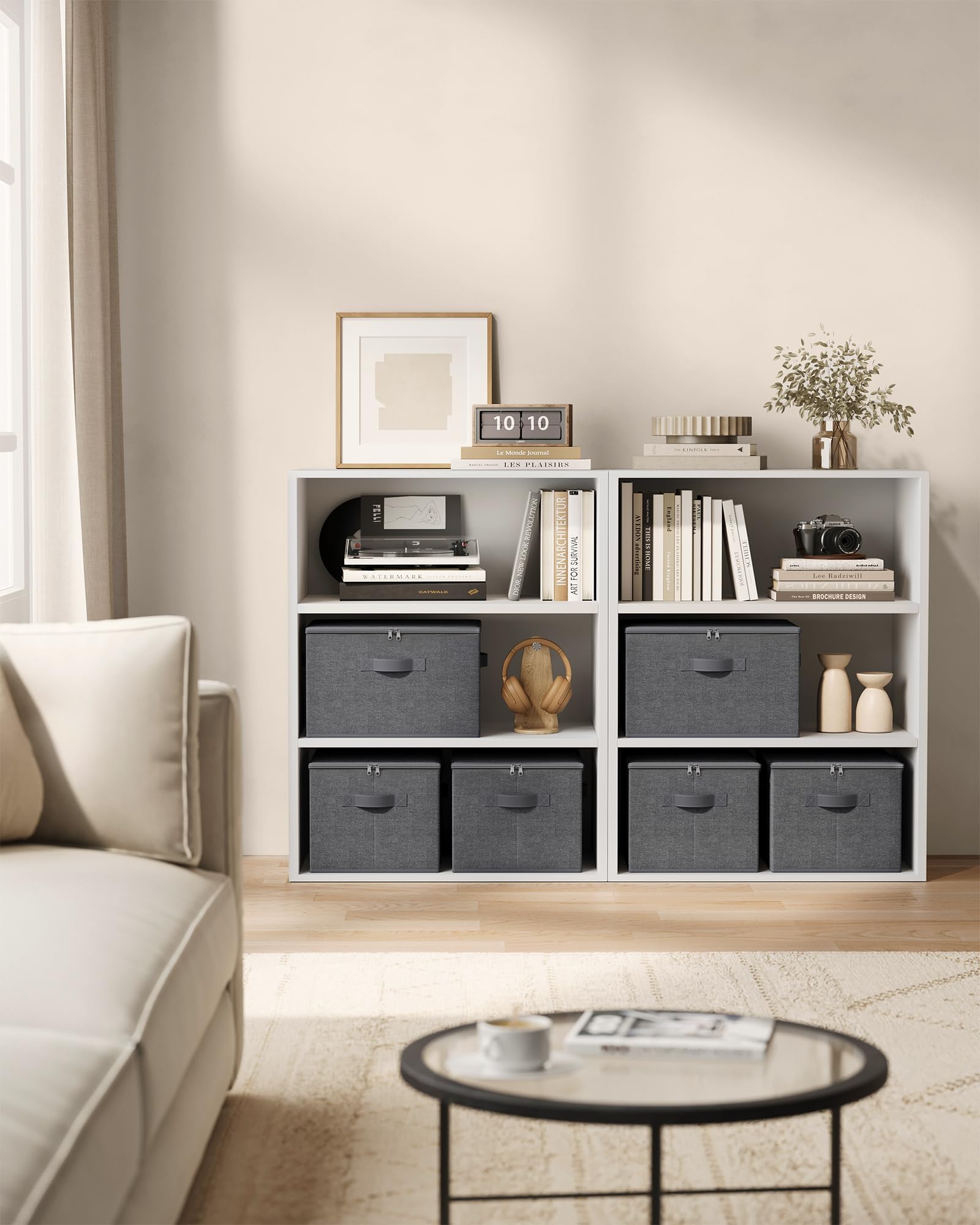 Songmics RYZB03G scatole portaoggetti set 3 pezzi grigio