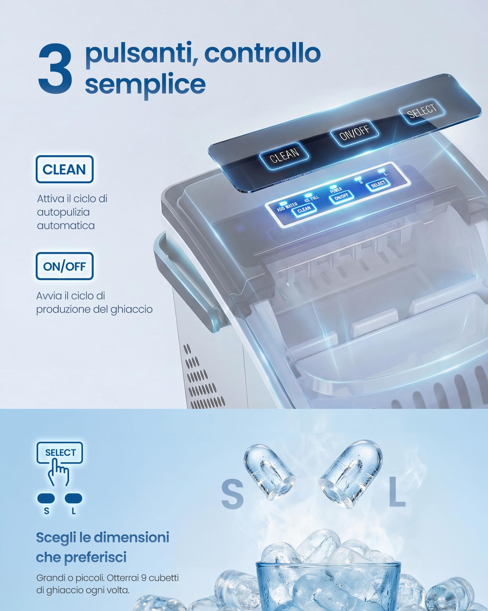 Songmics XZB001E1EU macchina del ghiaccio grigio portatile
