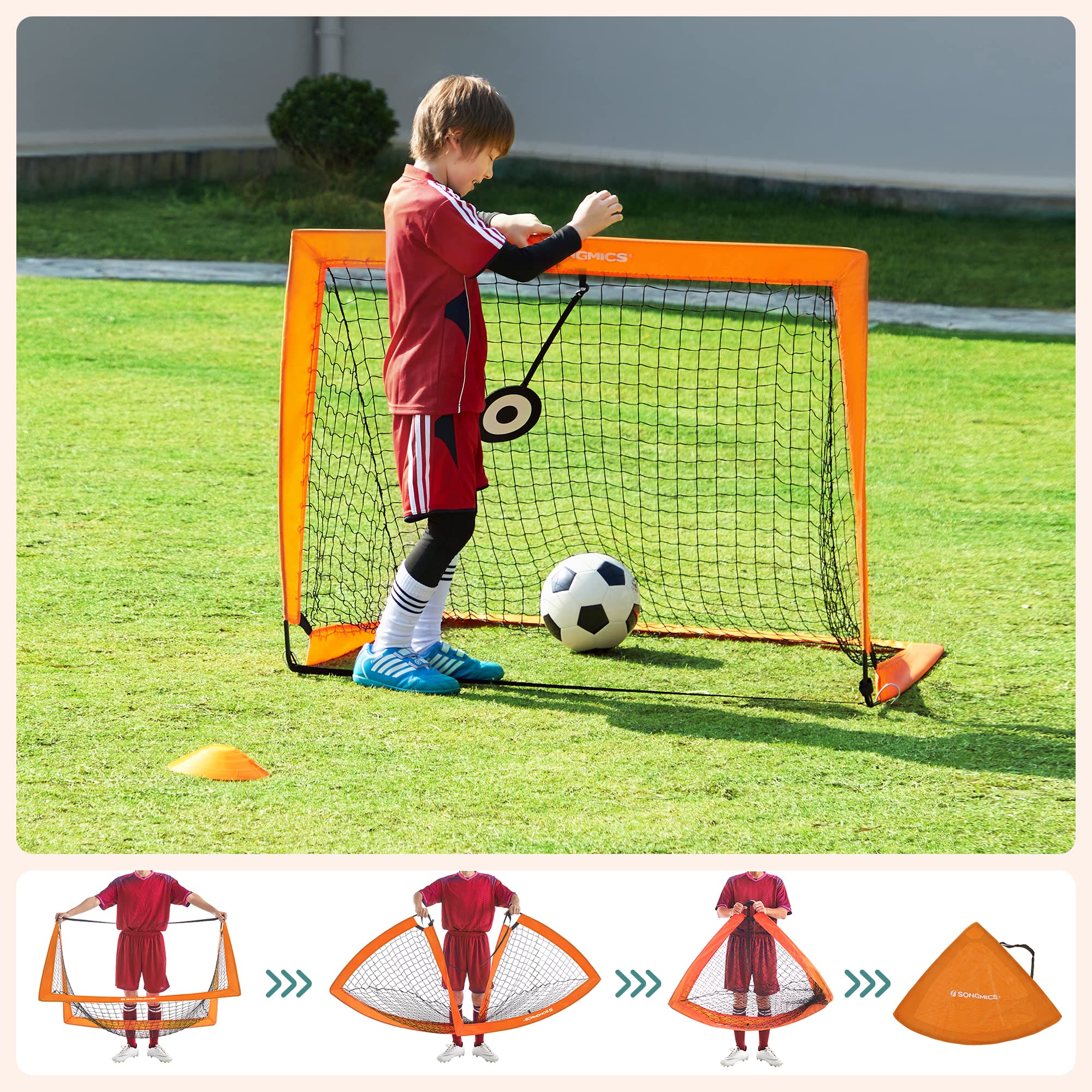 Songmics SZQ422 Porta Calcio Bambini Set 2 Arancione 120 cm