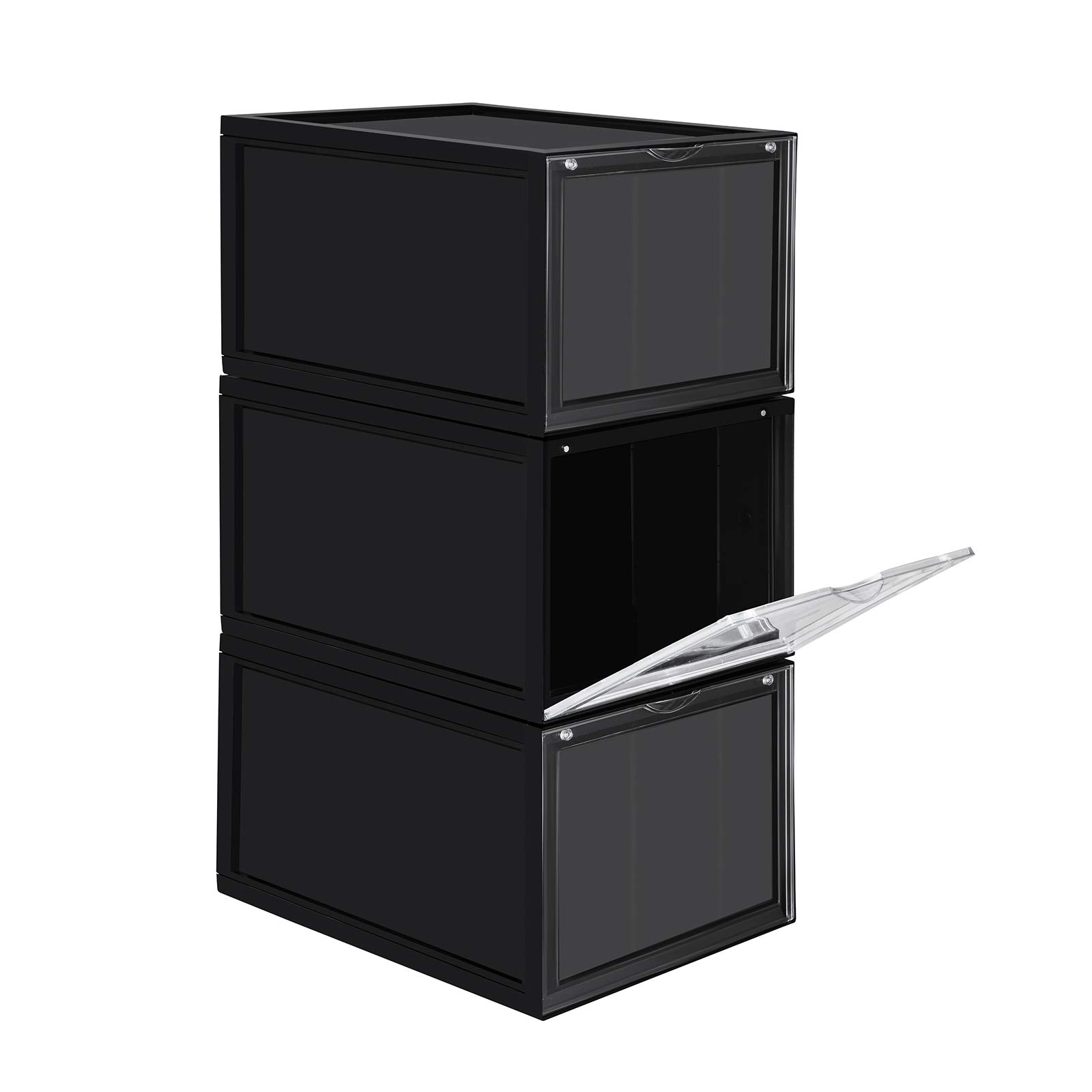 Songmics LSP03BK scatole portascarpe nere 3 pezzi 46