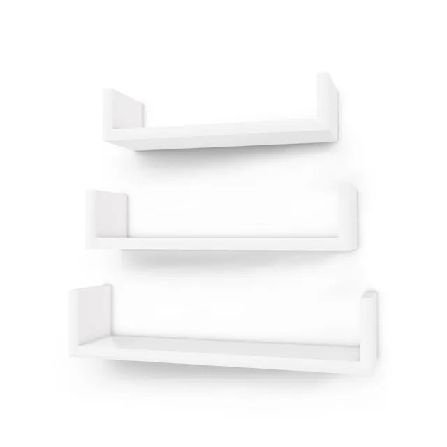 Songmics LWS40WT mensole muro bianco lucido set 3 pezzi
