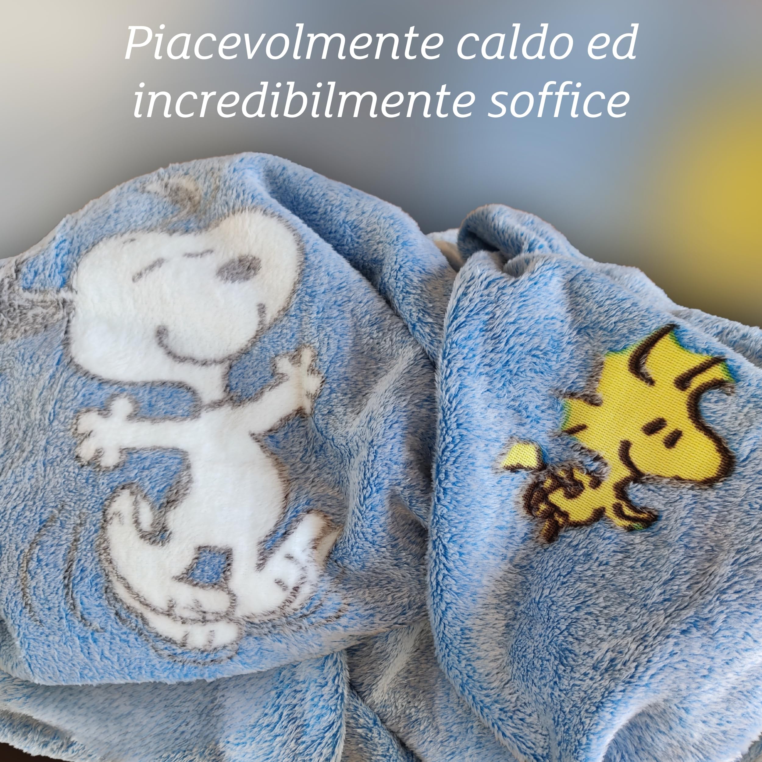 Kanguru Snoopy coperta pile 130x150 cm blu fosforescente