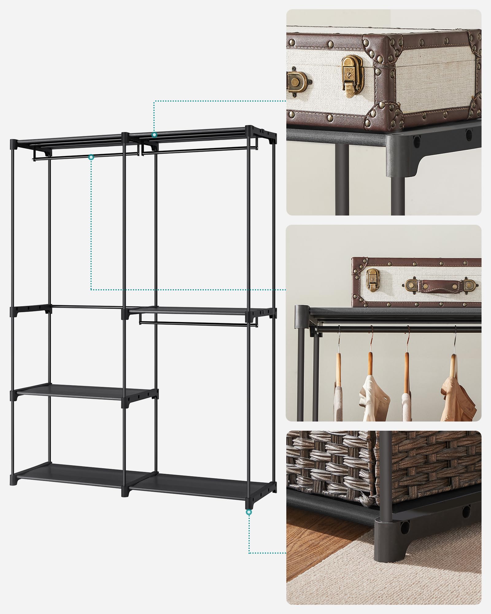 Songmics RYG025B02 Armadio Portatile Nero Inchiostro 138 cm