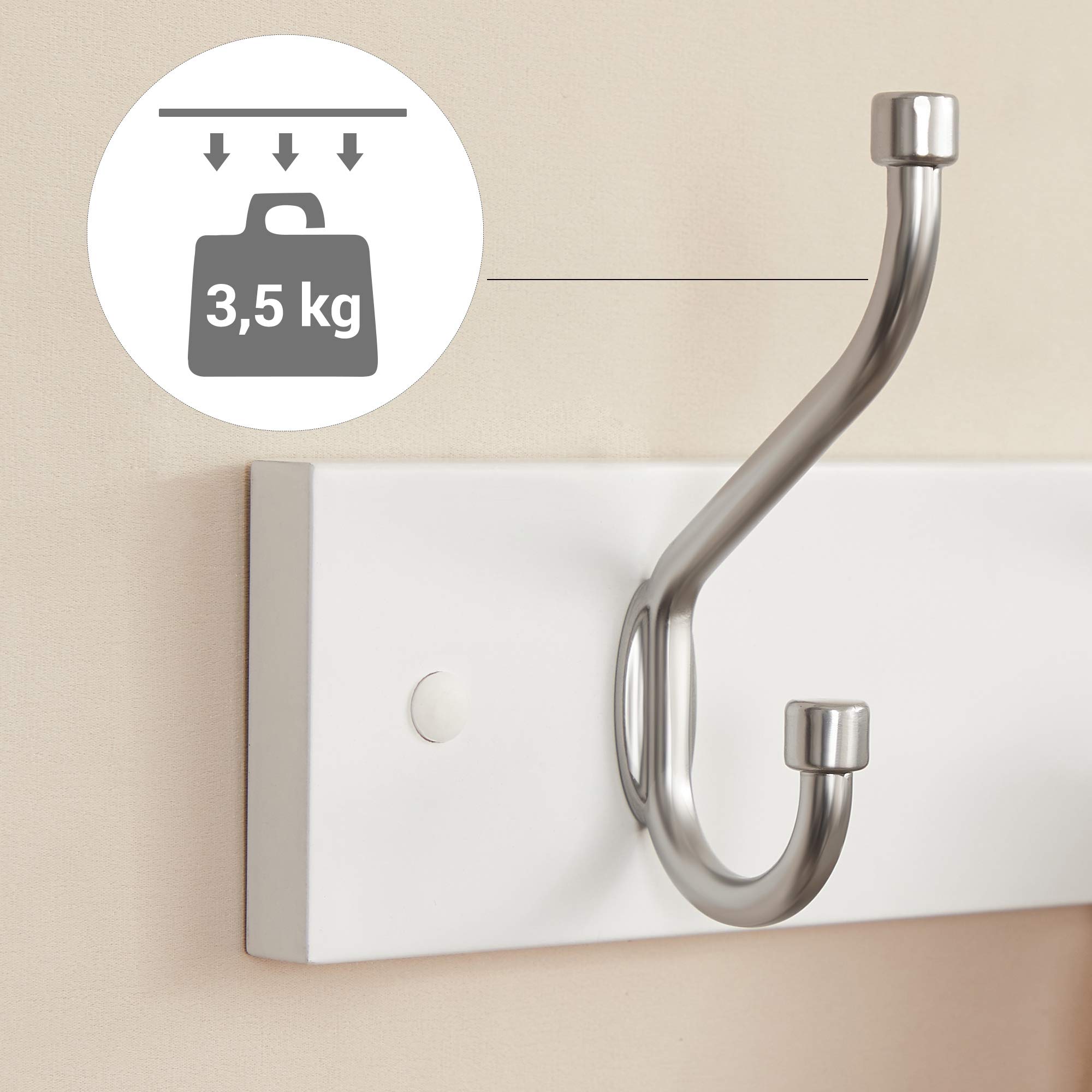 Songmics LHR026E01 appendiabiti da parete bianco 6 ganci metallo