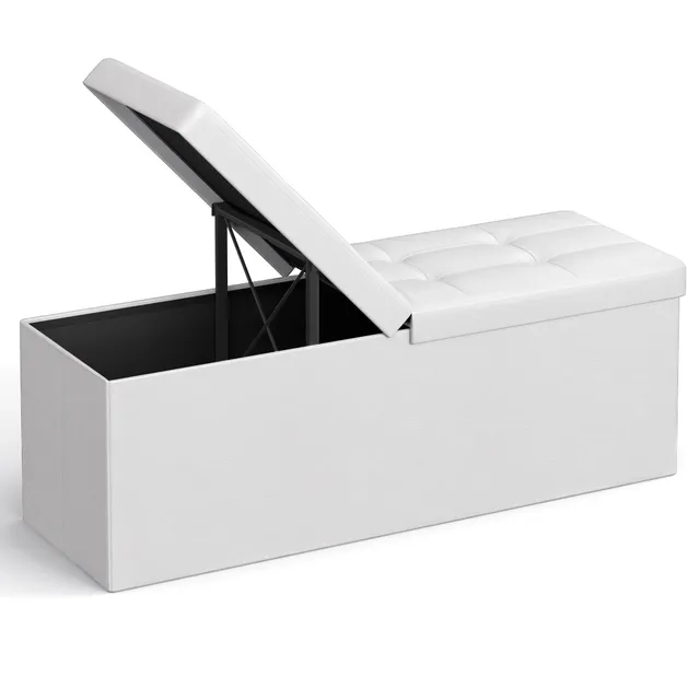 Songmics LSF75WT pouf contenitore bianco 110 cm pieghevole