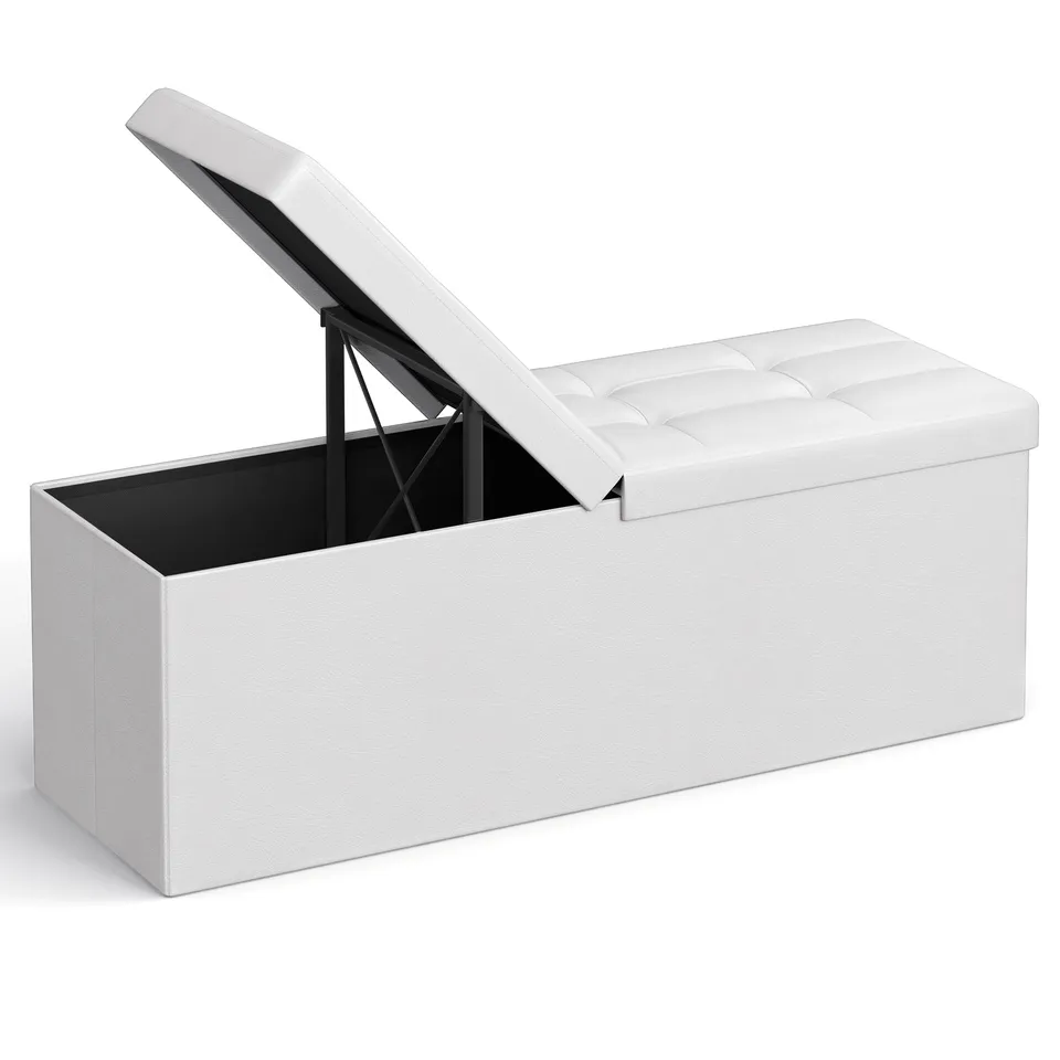 Songmics LSF75WT pouf contenitore bianco 110 cm pieghevole