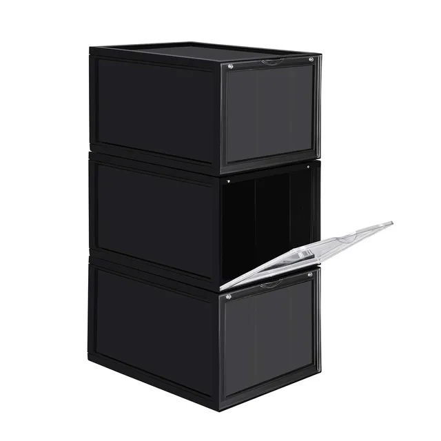 Songmics LSP03BK scatole portascarpe nere 3 pezzi 46