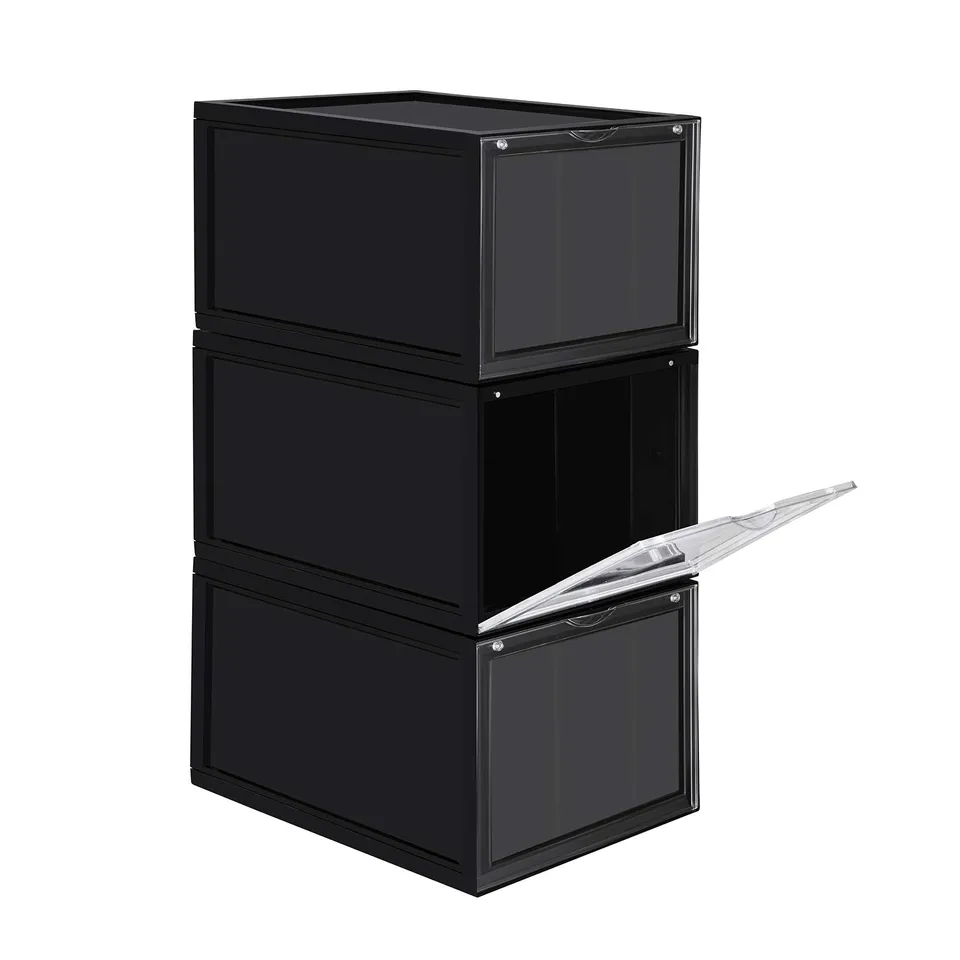 Songmics LSP03BK scatole portascarpe nere 3 pezzi 46