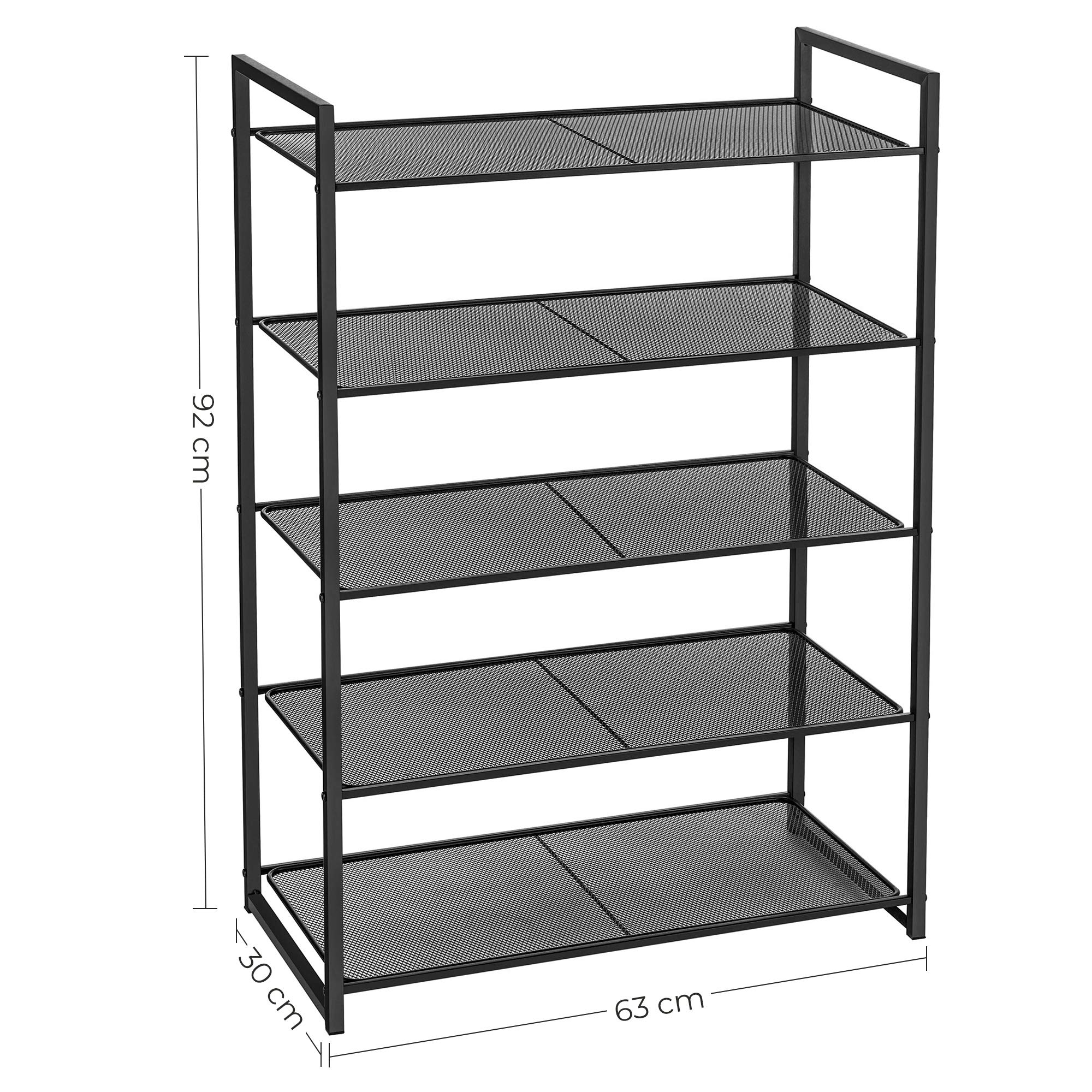 Songmics LMR085B01 Scarpiera 5 Ripiani Nera Impilabile