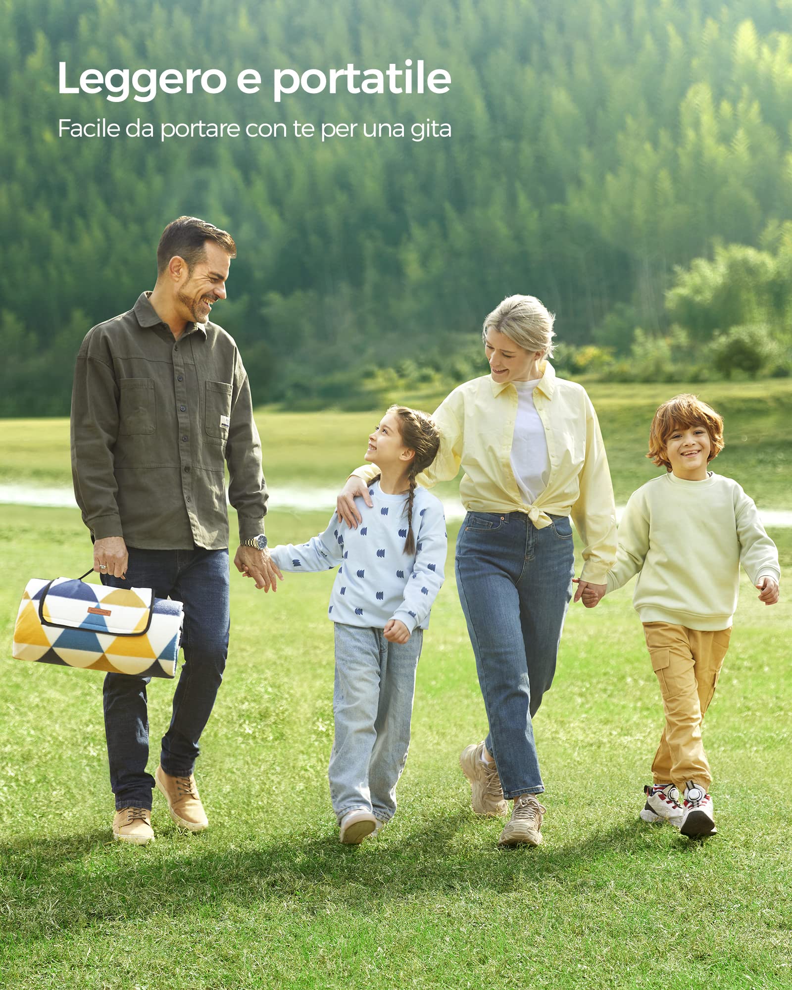 Songmics GCM073Q01 coperta picnic 300x200 cm giallo blu impermeabile