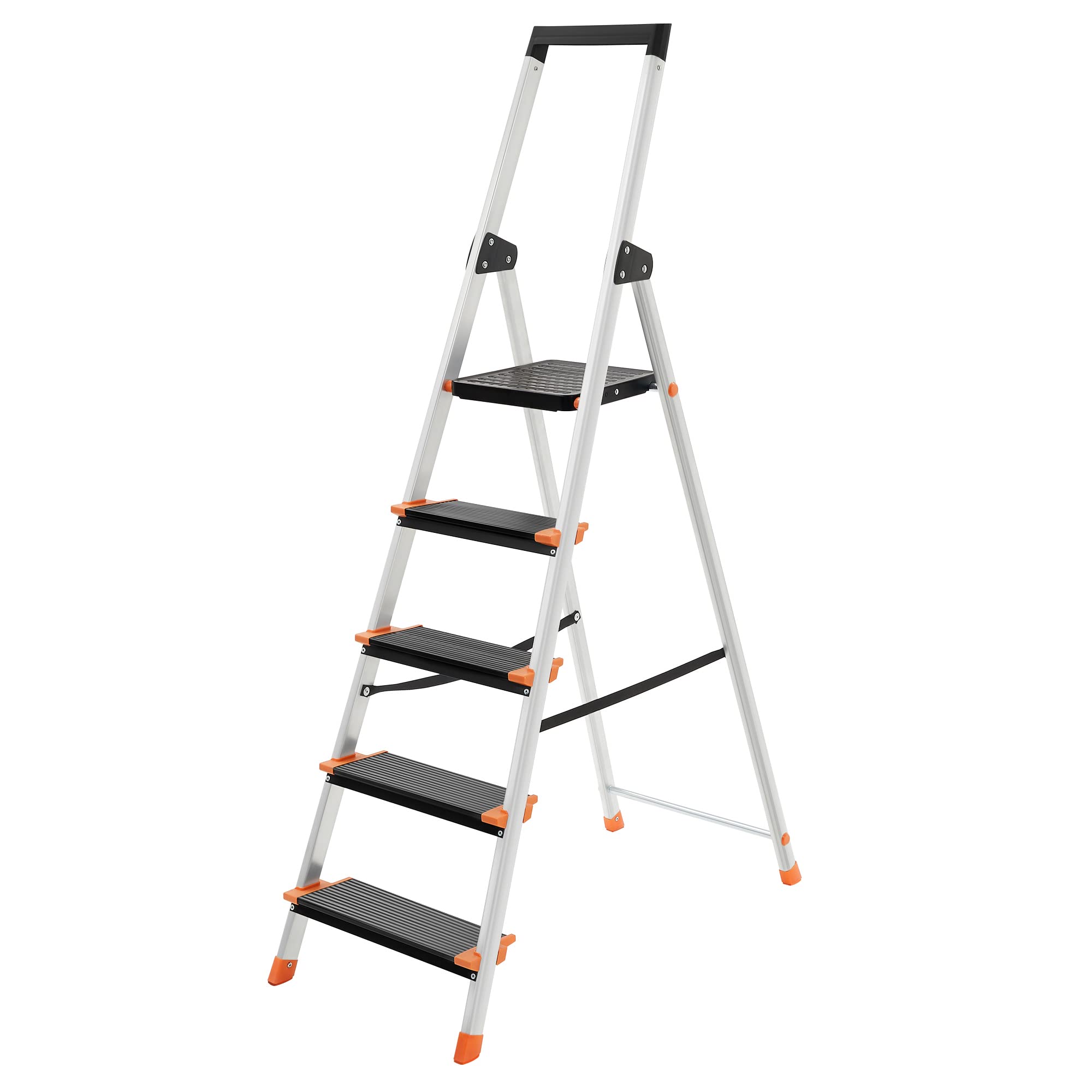 Songmics GLT05BK Scaletta 5 Gradini Nero-Arancione