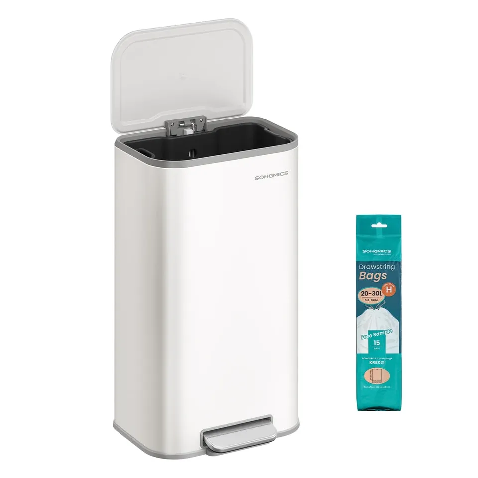 Songmics Pattumiera Cucina 30L Acciaio Inox con Coperchio