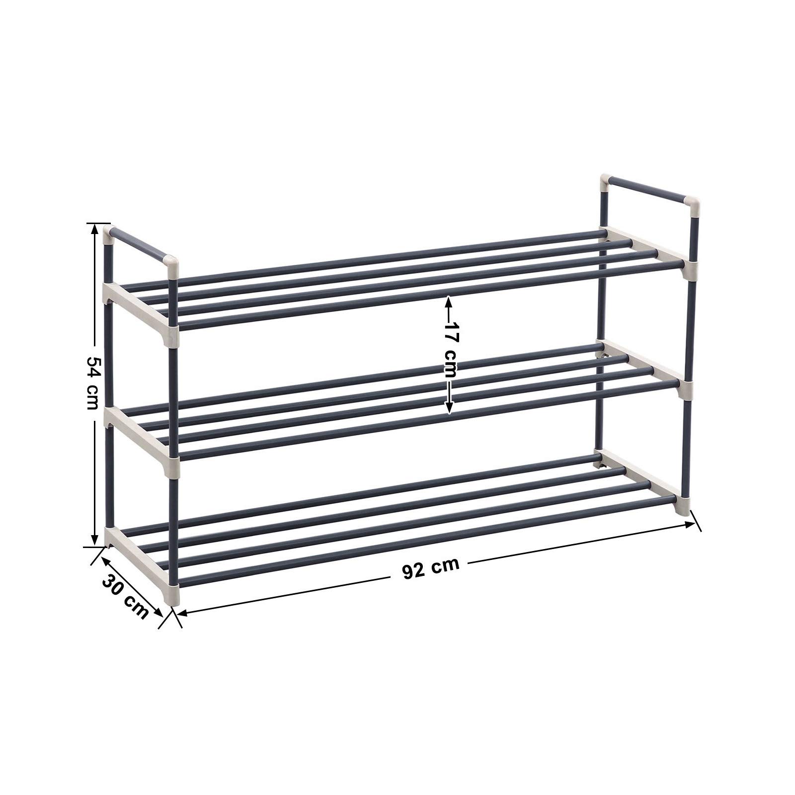 Songmics LSA13G Scarpiera 3 Ripiani Grigia 15 Paia 92x30x54 cm