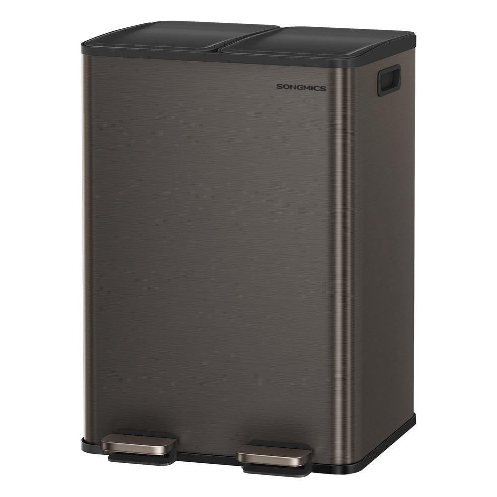 Songmics ULTB741B01 Pattumiera Doppia 60L Acciaio Pedale