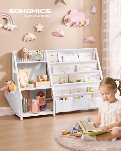 Songmics GKR024W01 Libreria Bambini 75 cm Bianco Scomparti