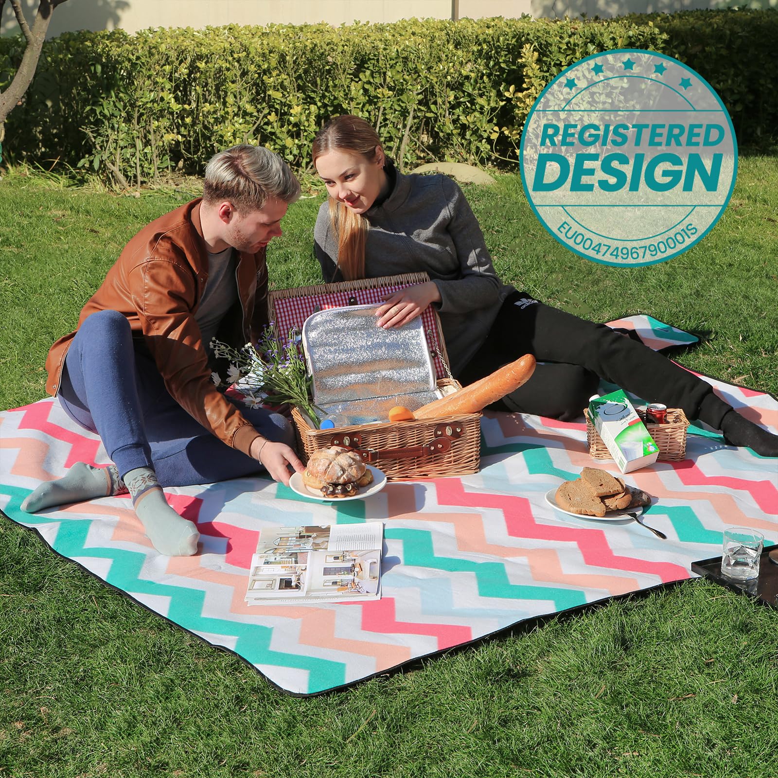 Songmics GCM70KW coperta picnic 200x200 impermeabile rossa