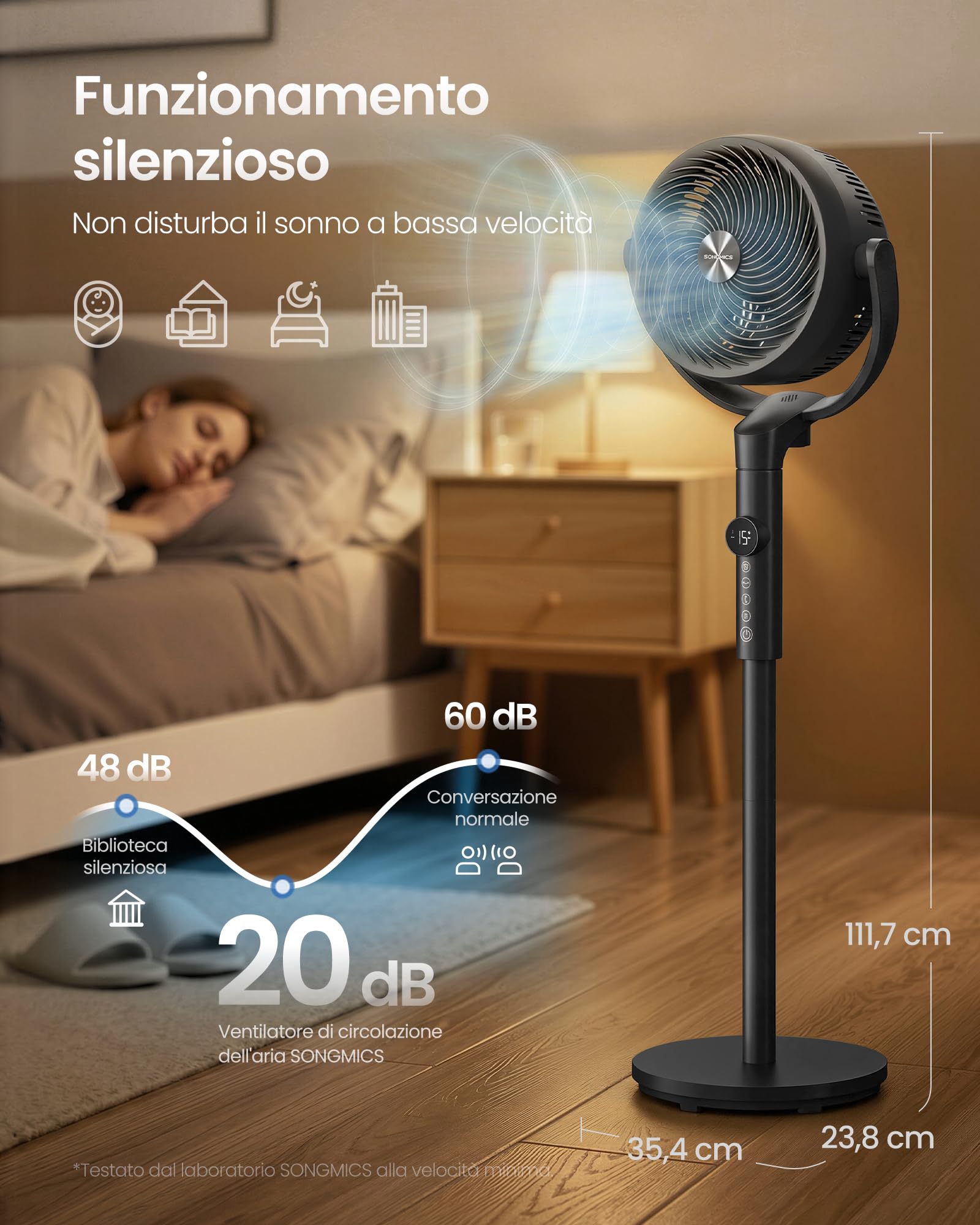 Songmics XFC002B1EU ventilatore piantana nero 20 dB