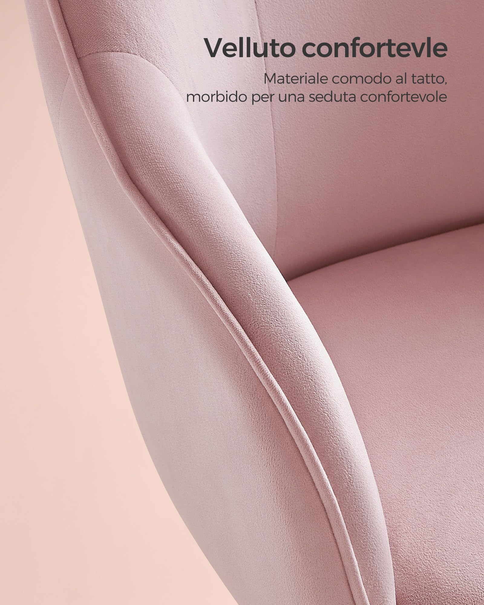 Songmics OBG019P02 sedia velluto rosa gelatina girevole