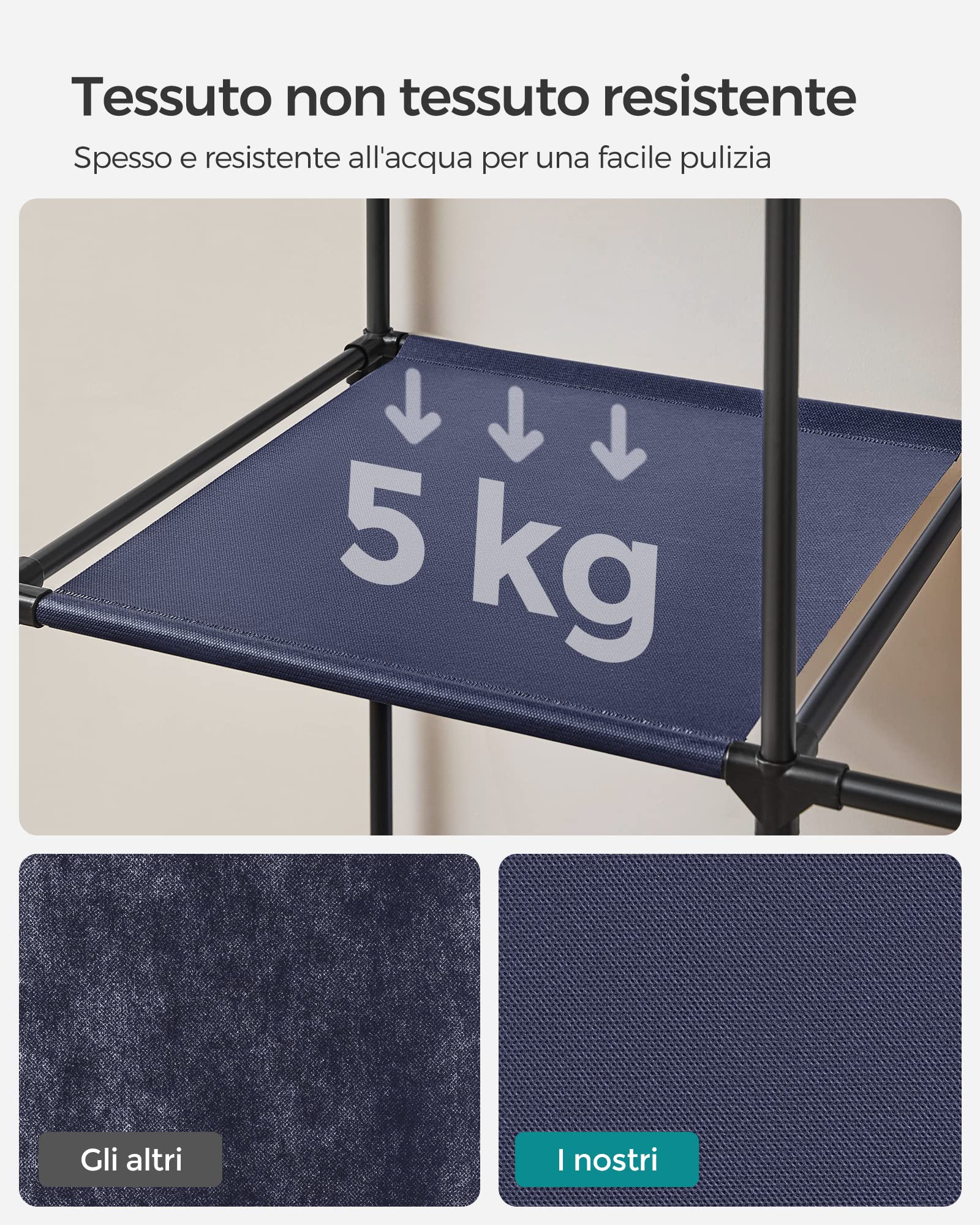 Songmics RYG084I02 guardaroba blu 45x88x168 cm