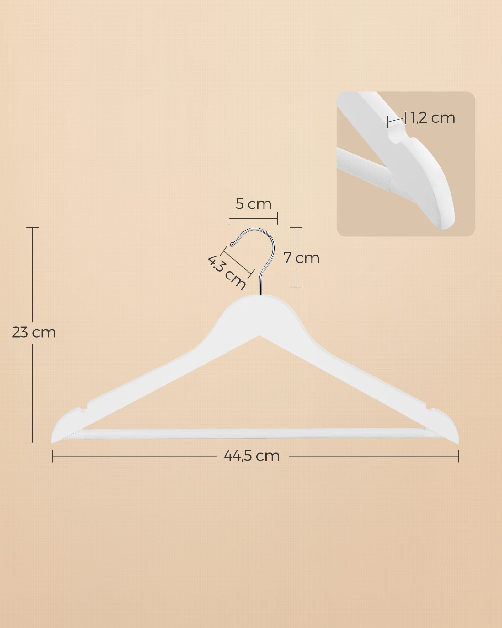 Songmics CRW03W-100 grucce legno bianco 100 pezzi antiscivolo