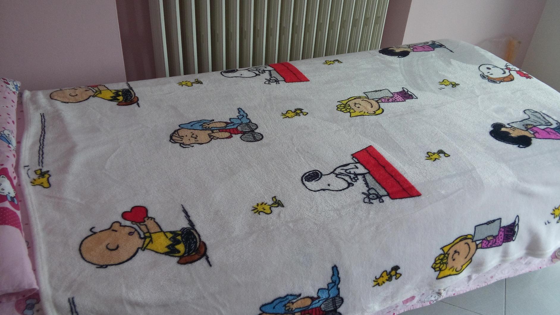 Kanguru Soffice Snoopy plaid in pile bianco 130x170 cm