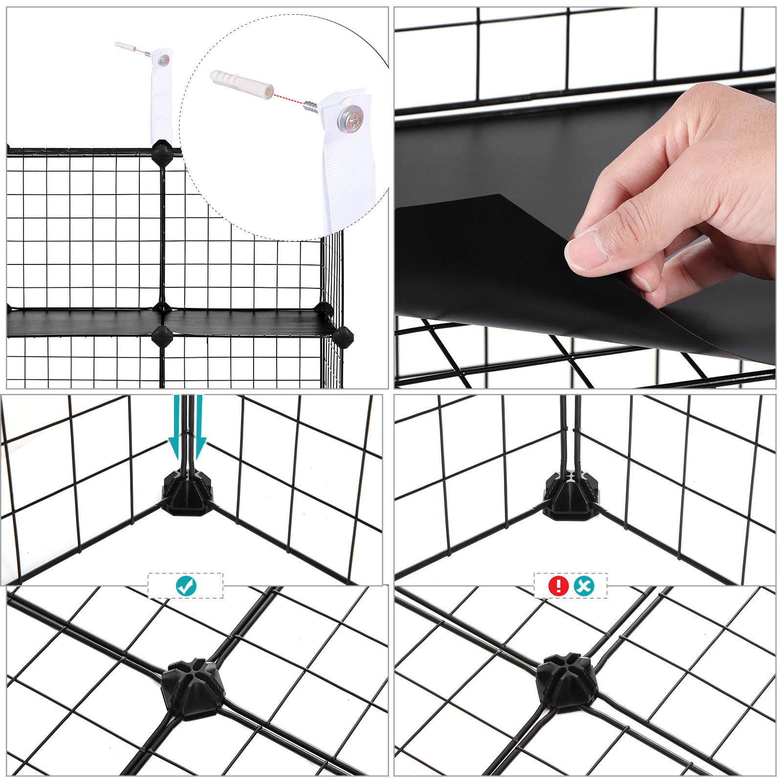 Songmics LPI111H Scaffale 6 Cubi Nero 31x63x93 cm